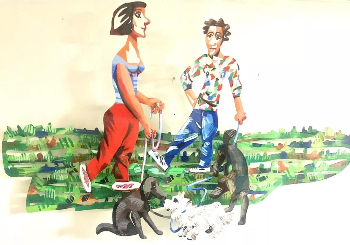 “Dog walkers” - Sculpture by David Gerstein