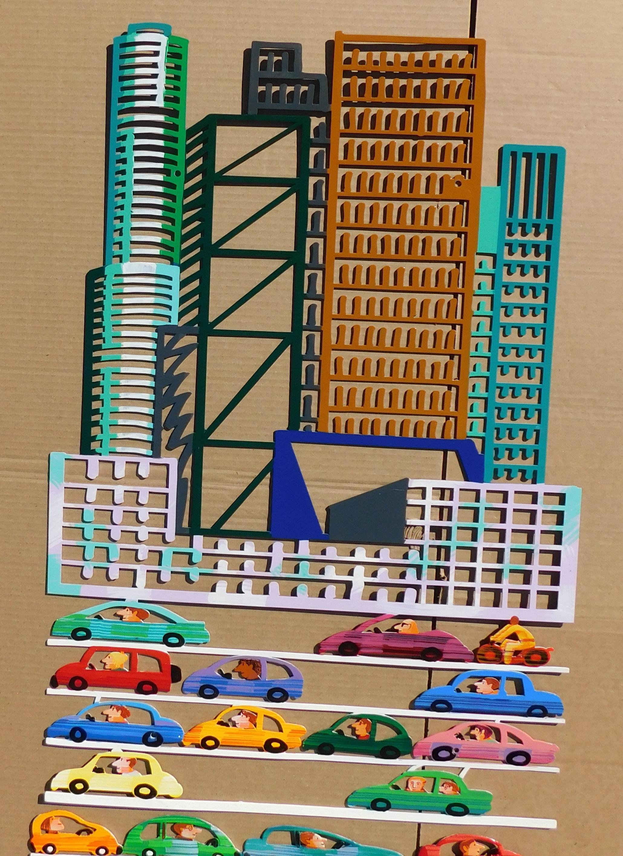 Megalopolis - Laser-Cut Aluminum Wall Sculpture For Sale 2