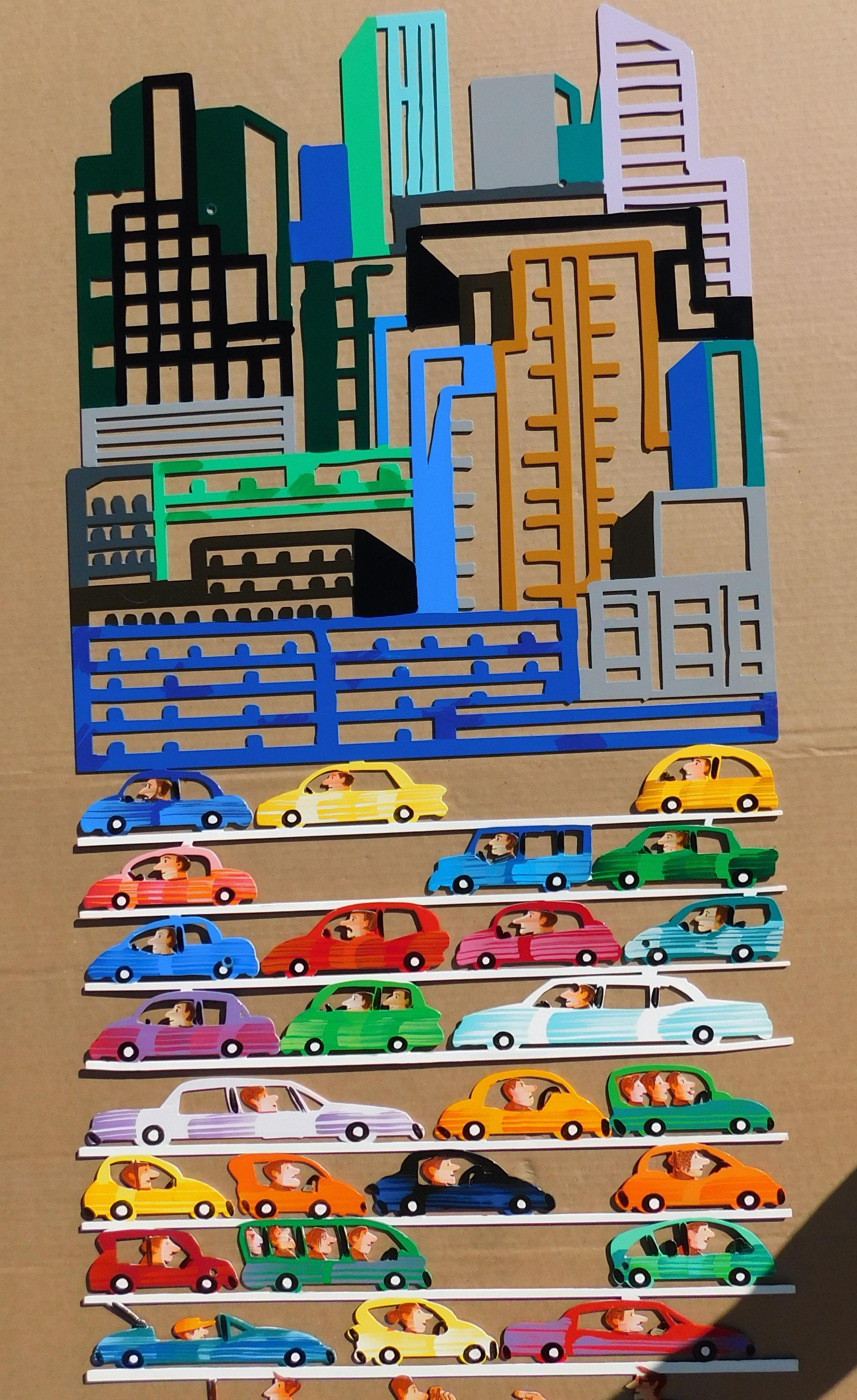 Megalopolis - Laser-Cut Aluminum Wall Sculpture For Sale 4