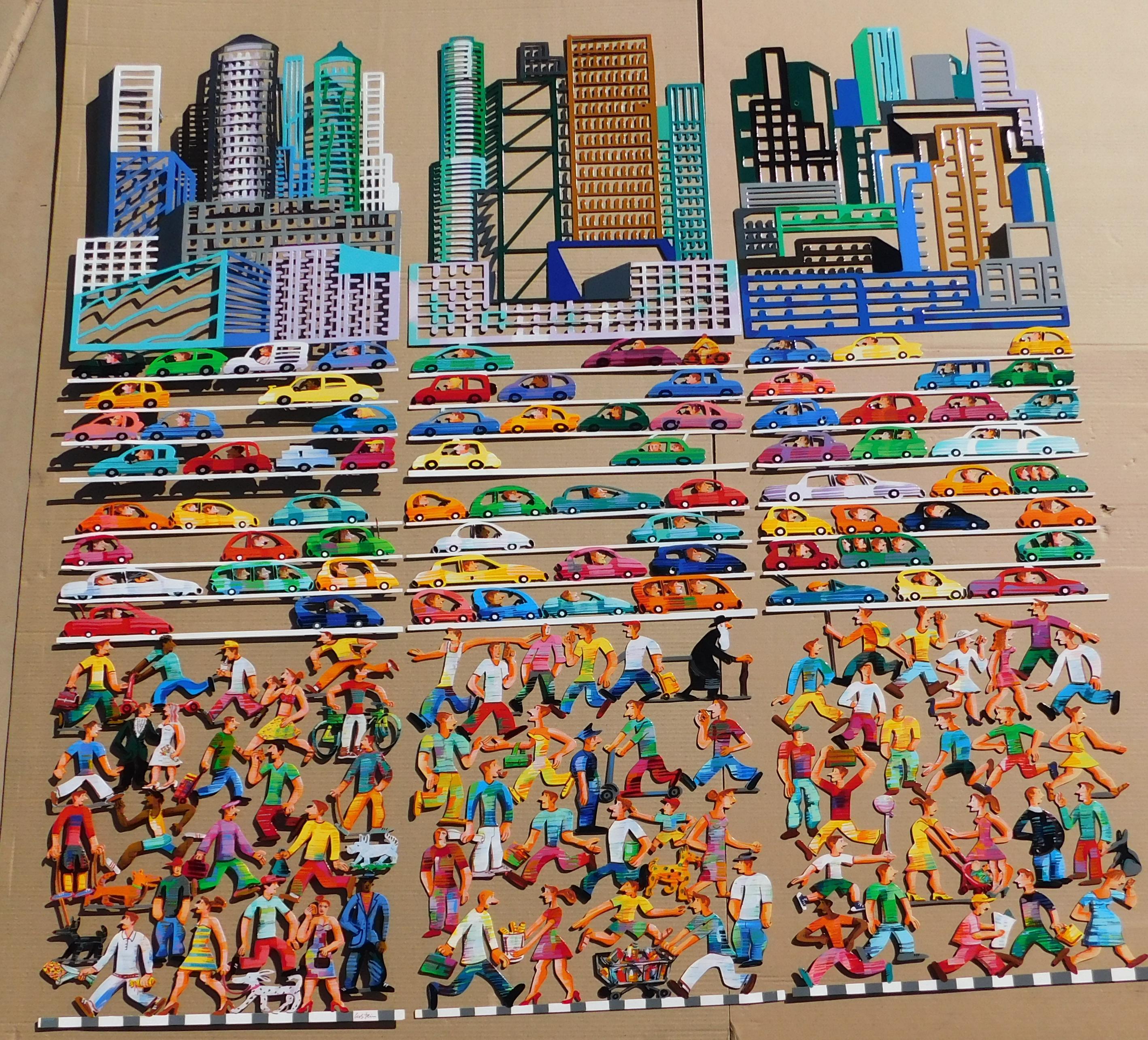 Megalopolis - Laser-Cut Aluminum Wall Sculpture For Sale 5