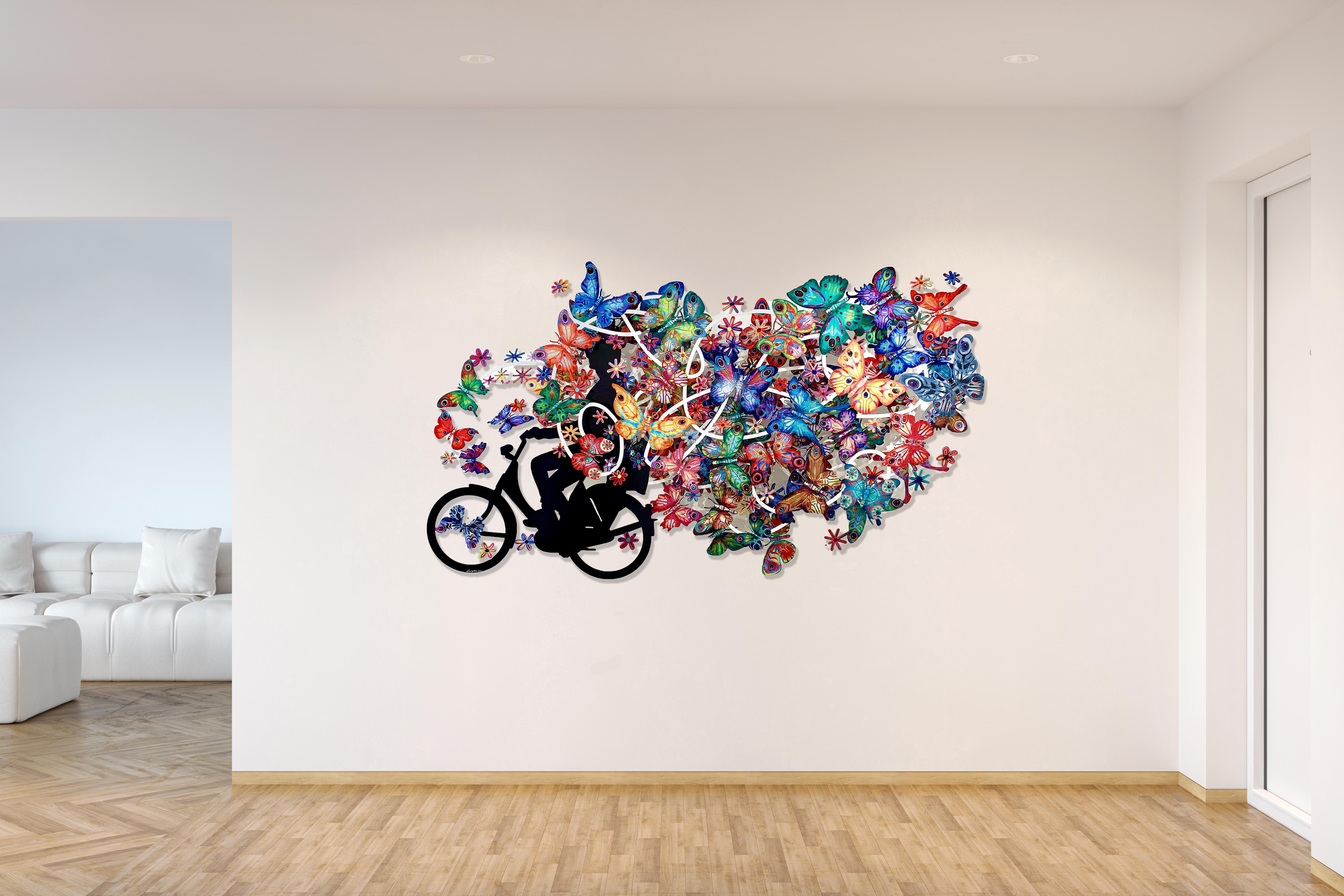 Amante de la naturaleza, Escultura de pared de metal pintada a mano en 3D en venta 1