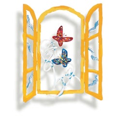Used Open Window with Butterflies