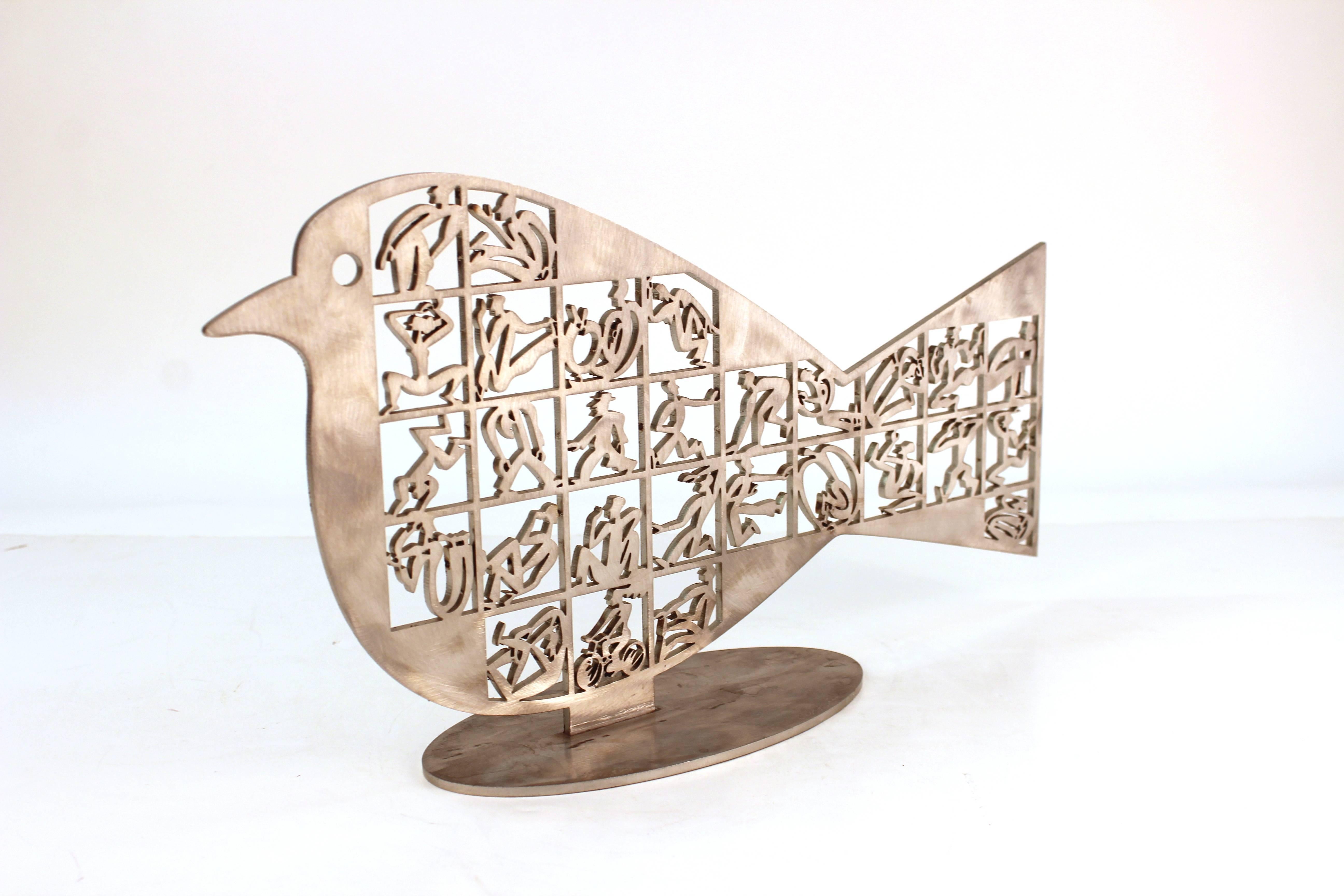 A welded and cut metal sculpture by David Gerstein, titled 'Soul Bird'. The piece is signed and numbered on the base and is in very good condition.