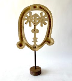 Sculpture de tête de femme en céramique sur socle en métal David Gil pour Bennington Pottery