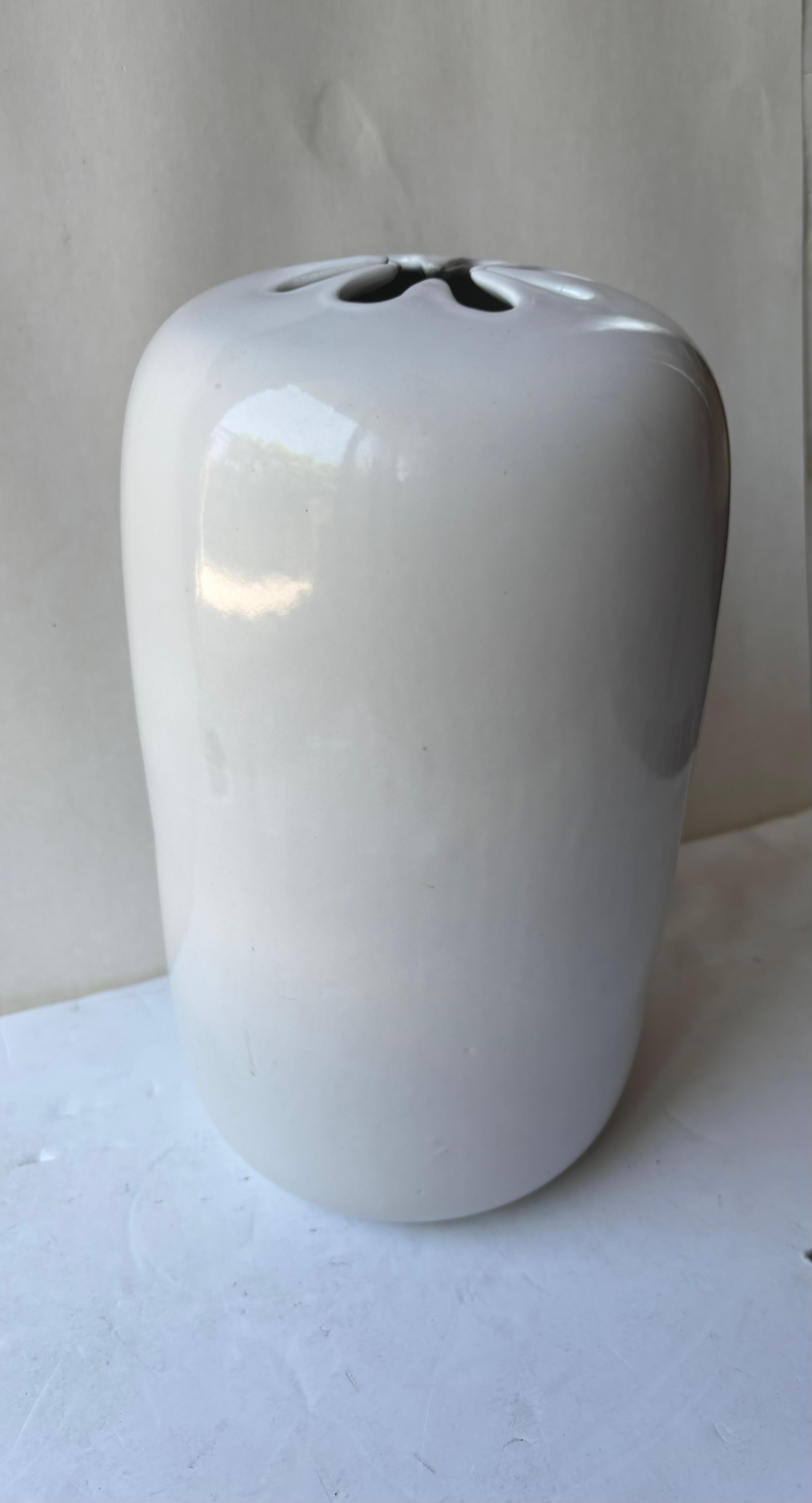 David Gil große Vase 12,3 Weiß glasiert 