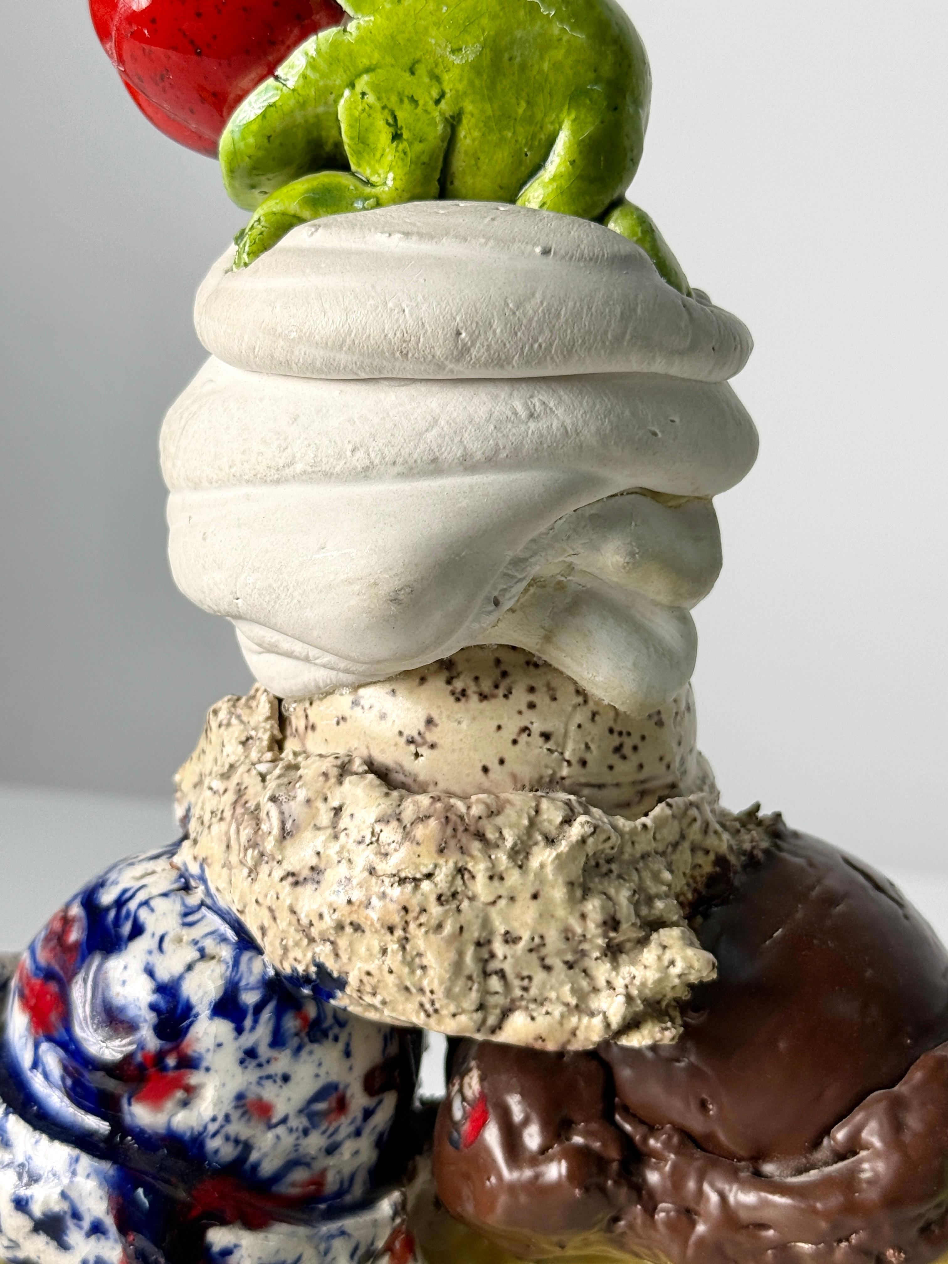 Clay David Gilhooly Ceramic Frog Ice Cream Sundae Sculpture Funk Art Pottery 1983 For Sale