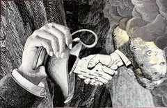 Collage, assemblaggio Pittura su cartoncino David Gilhooly California Funk Surrealismo