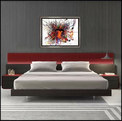 David Gilhooly Large Acrylic Painting Hand Signed Abstract Modern Heart Artwork
