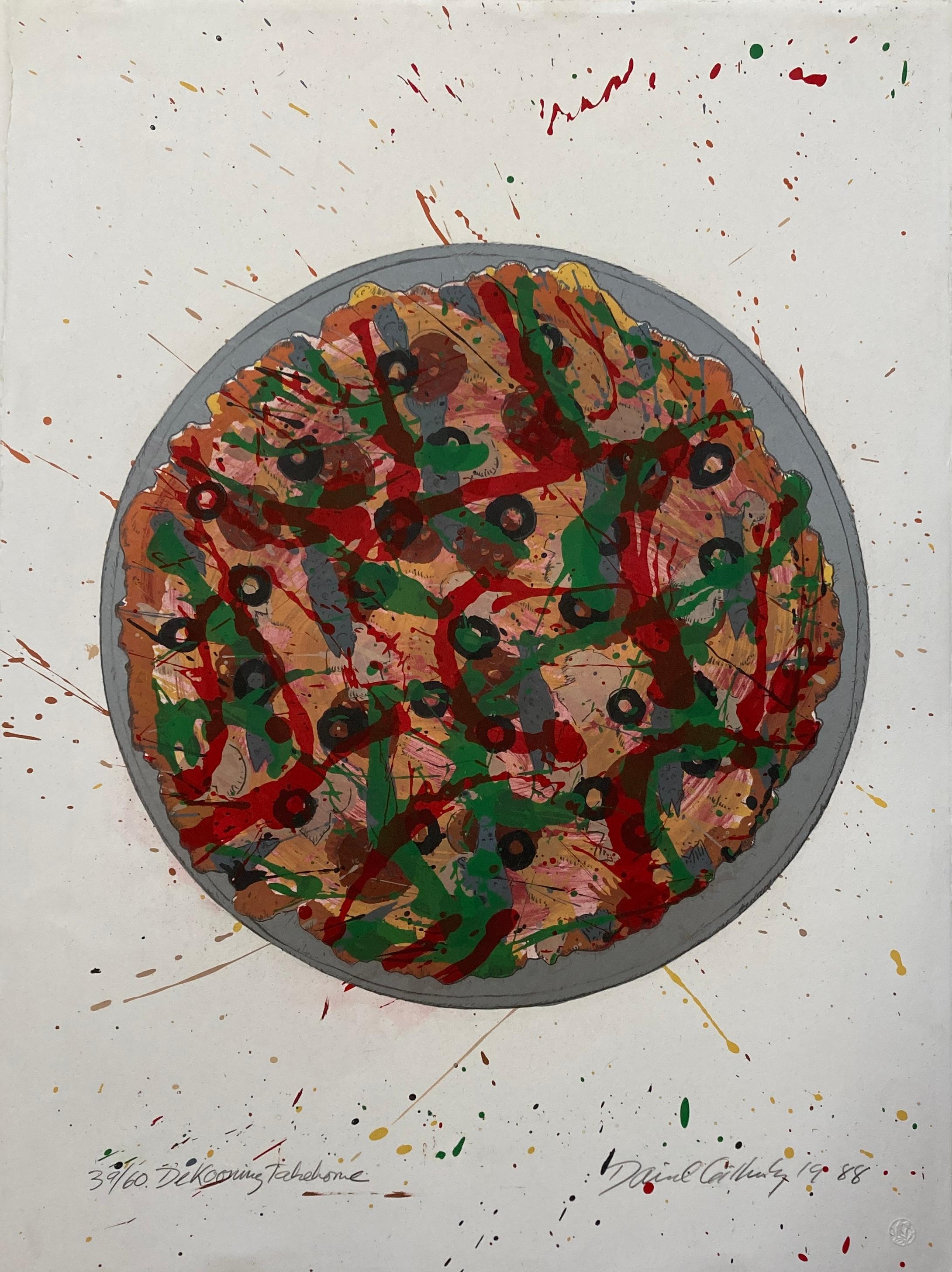 David Gilhooly (1943-2013)
De Kooning Pizza zum Mitnehmen, 1988
10 Farblithografien auf Velinpapier
Ausgabe 39/60
Signiert und datiert unten rechts
Editioniert und betitelt unten links
Herausgegeben von Magnolia Editions, Oakland, CA mit