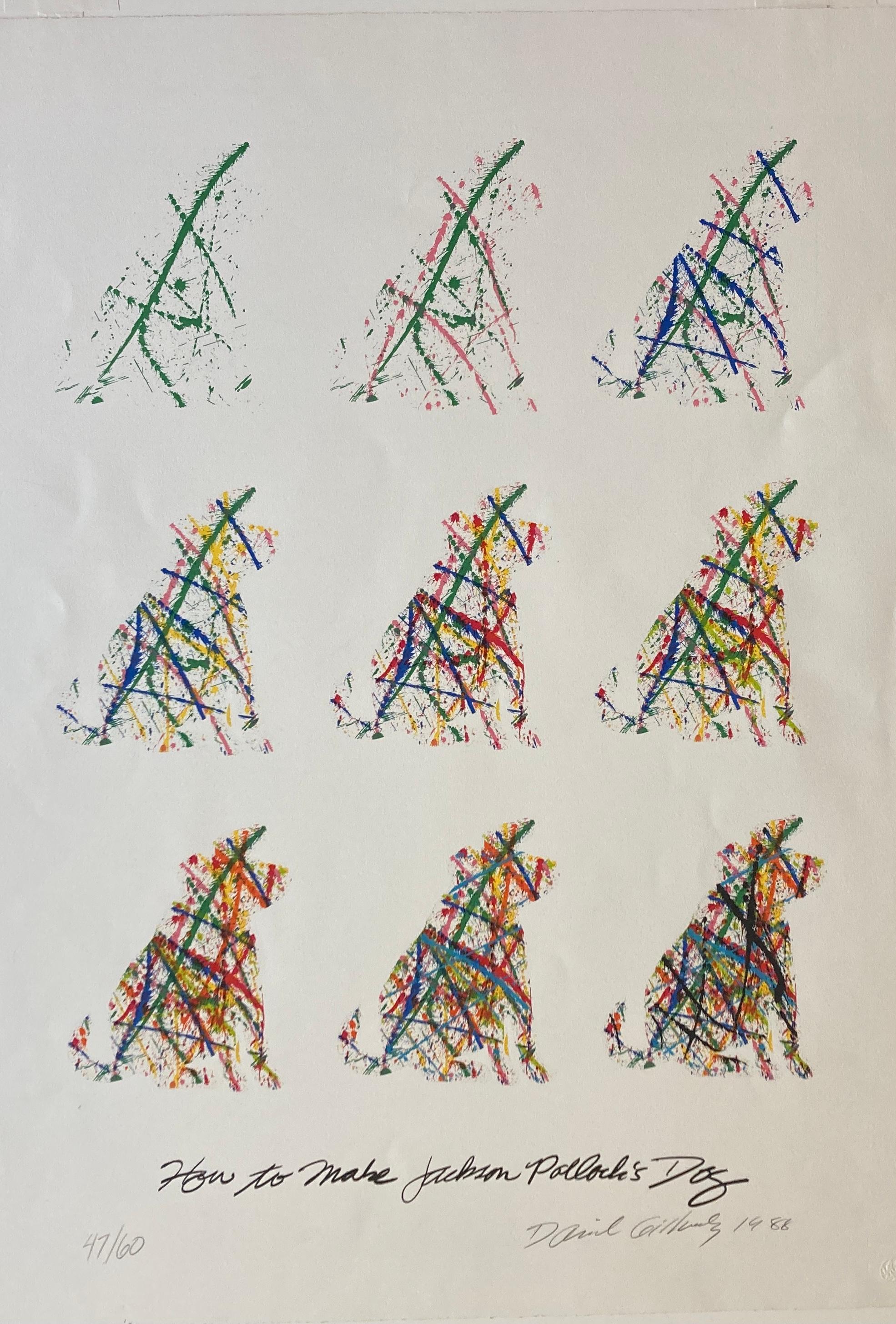 David Gilhooly (1943-2013)
Wie man Jackson Pollocks Hund macht, 1988
Lithographie auf BFK Rives Papier
Ausgabe 47/60
Signiert und datiert mit Bleistift unten rechts
Veröffentlicht von Magnolia Edition (Magnolia Press) Oakland, CA
Ungerahmt: 291/4in