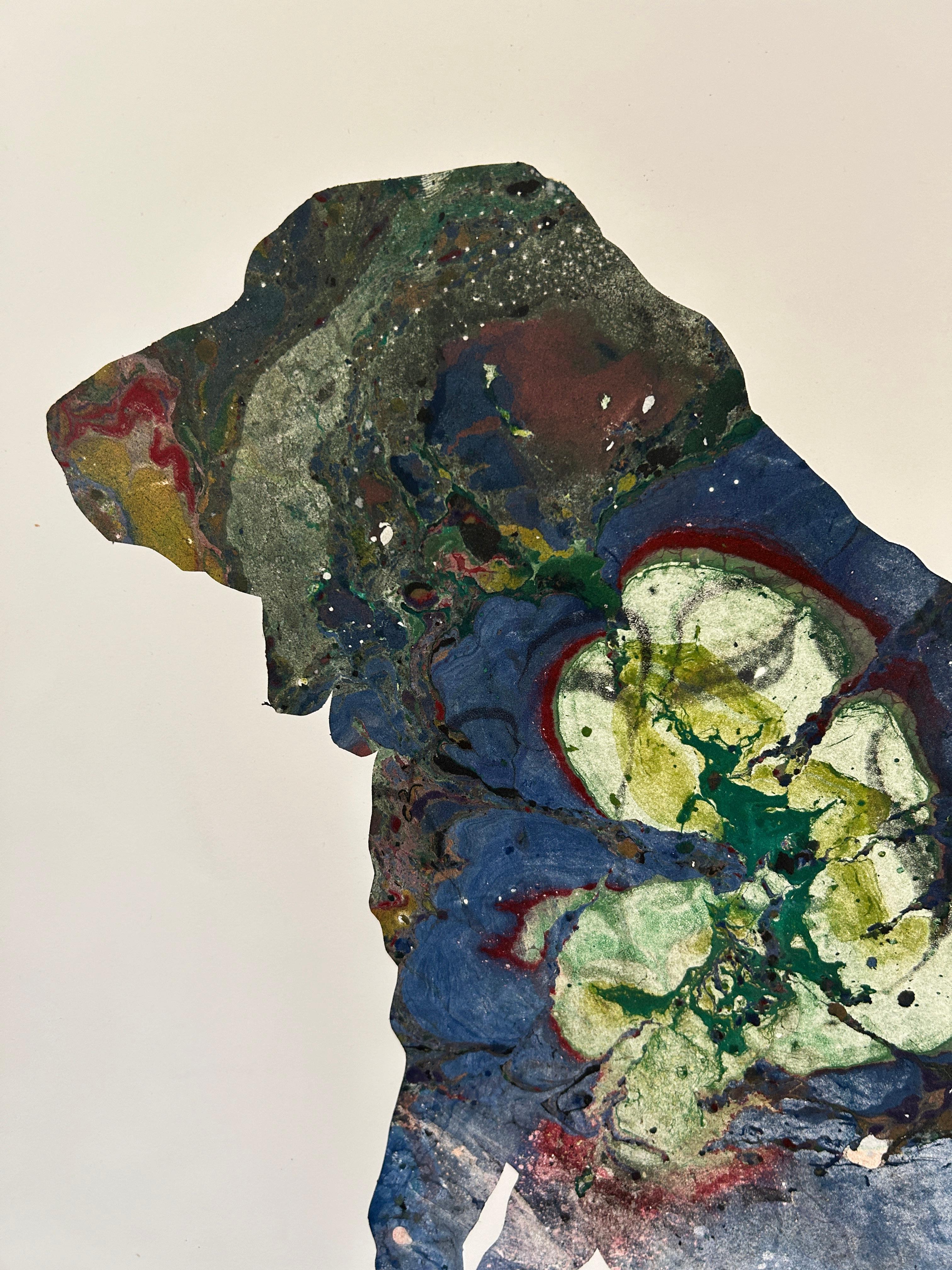 David Gilhooly 'Untitled' Marbleized Dog Signed Monotype Print For Sale 6
