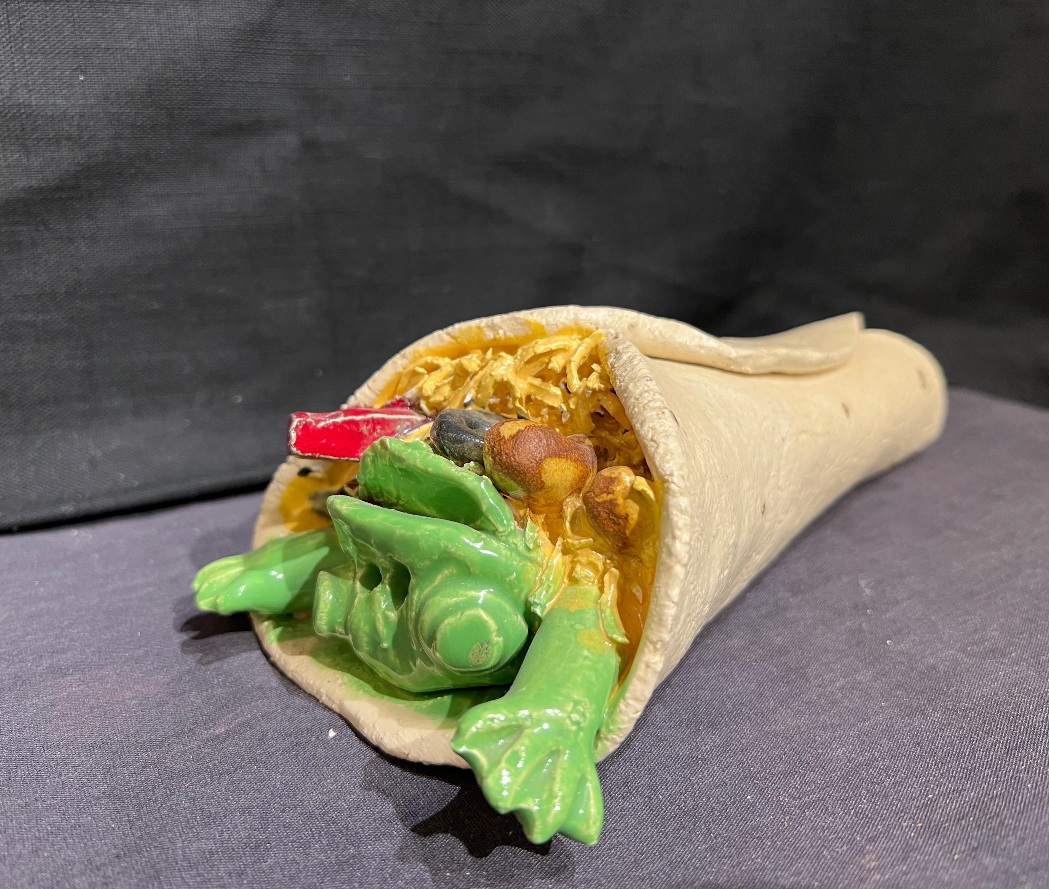 Burrito Frog - Sculpture by David Gilhooly