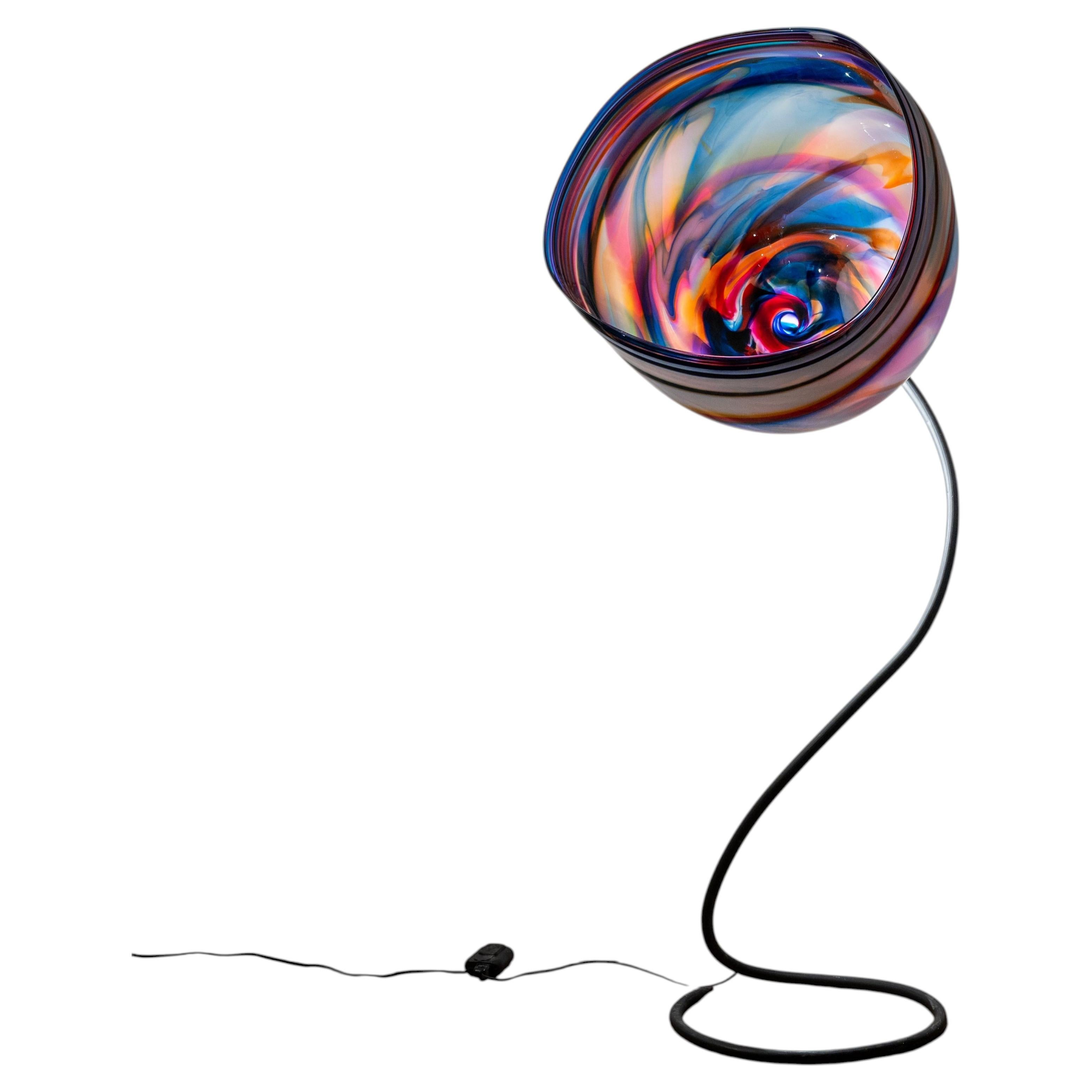 David Goldhagen Cosmic Vortex Art Glass Pod on Stand