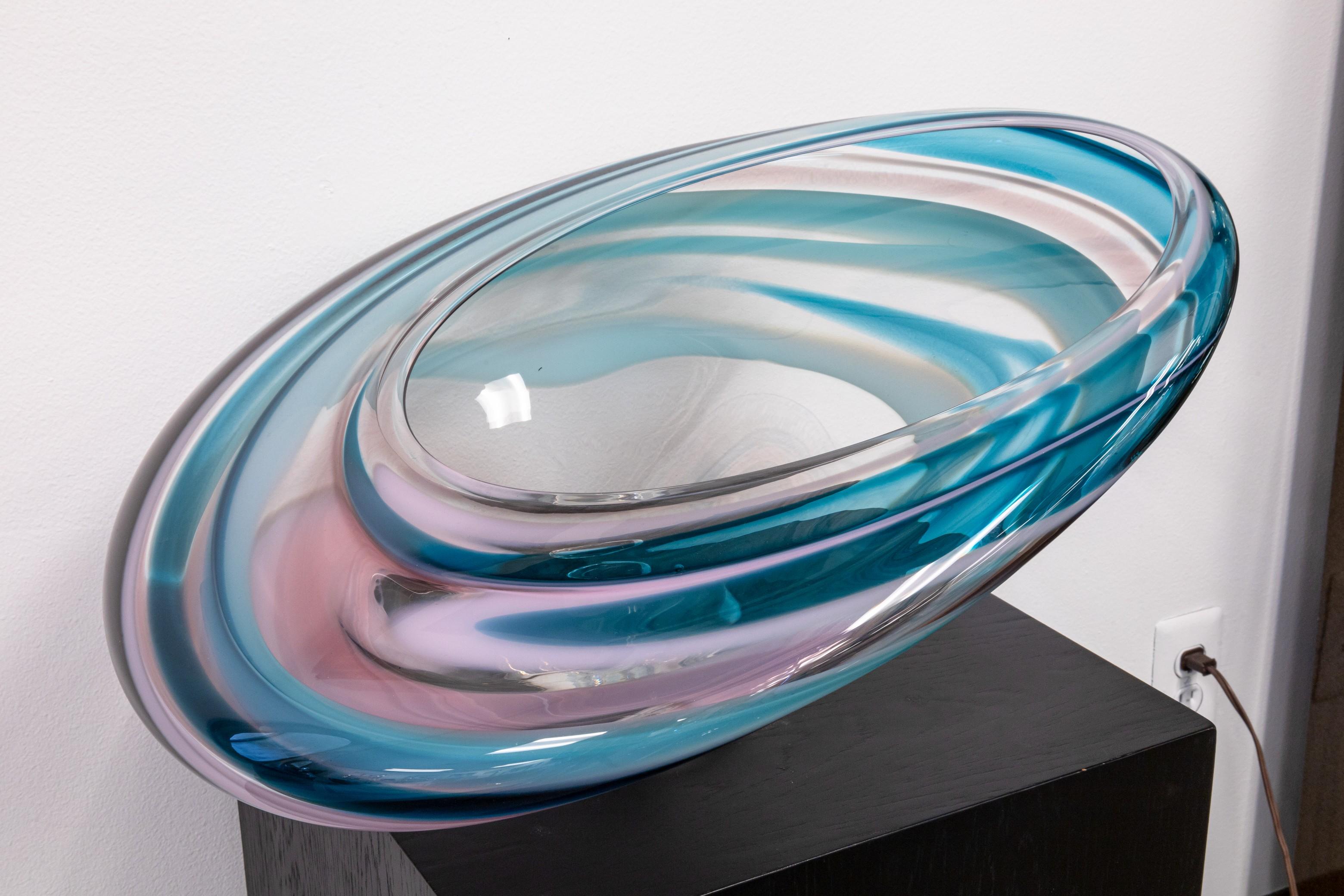 Blown Glass David Goldhagen Signed and Numbered 4/71 Blown Modern Glass Sculpture For Sale