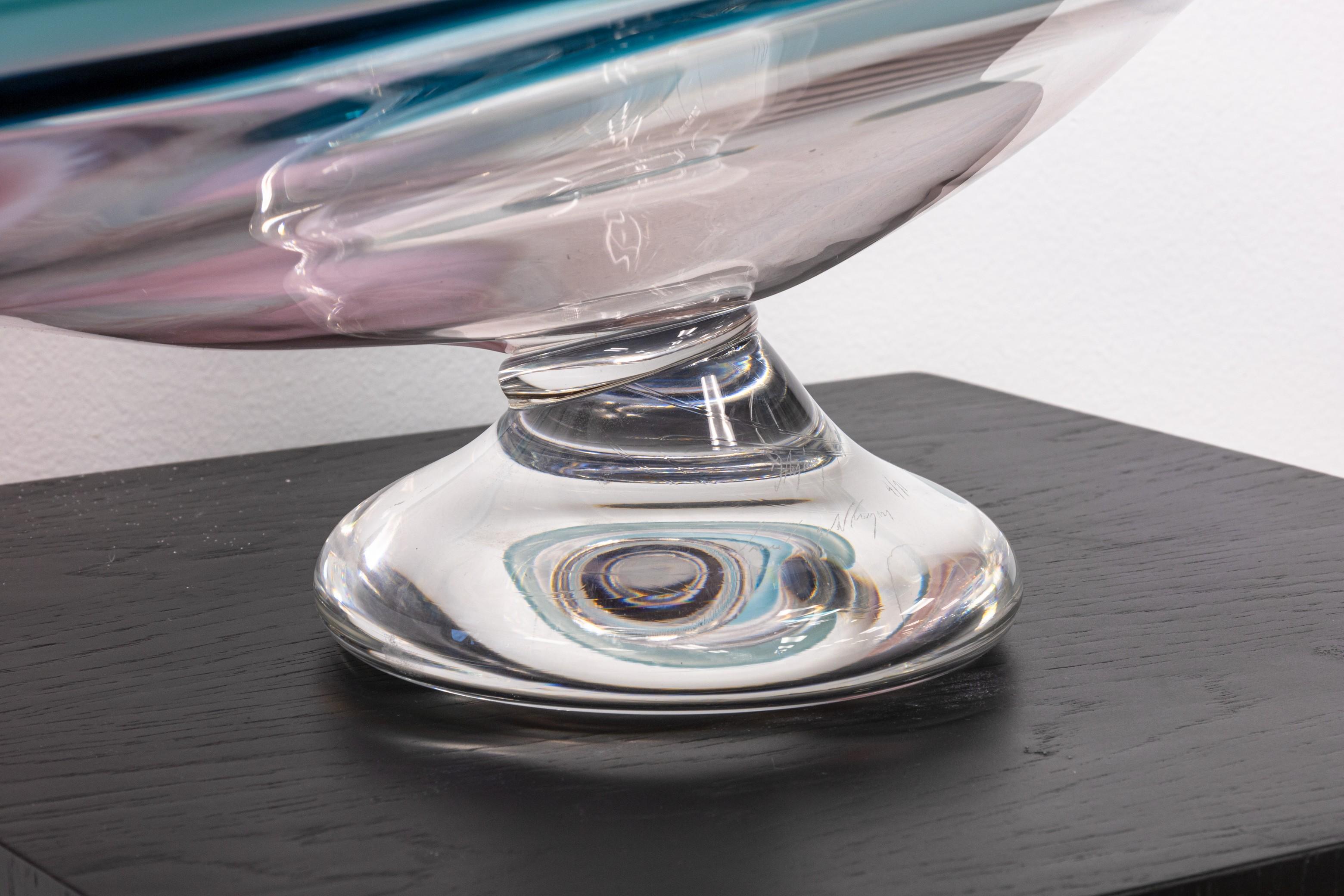 Moderne mundgeblasene Glasskulptur von David Goldhagen, signiert und nummeriert 4/71, signiert im Angebot 3