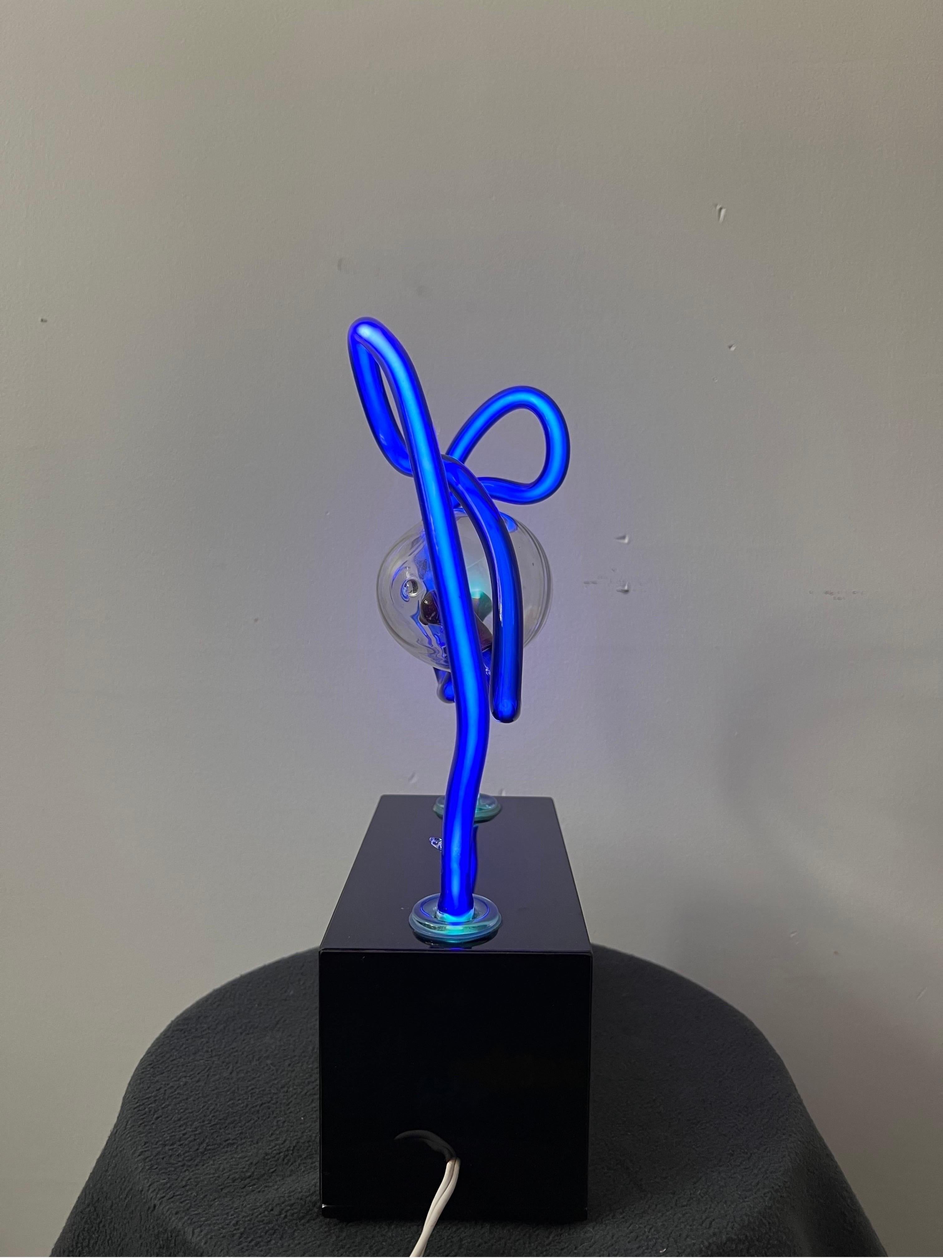 American David Grant Maul Blown Glass Neon Lamp Sculpture, 1983 For Sale