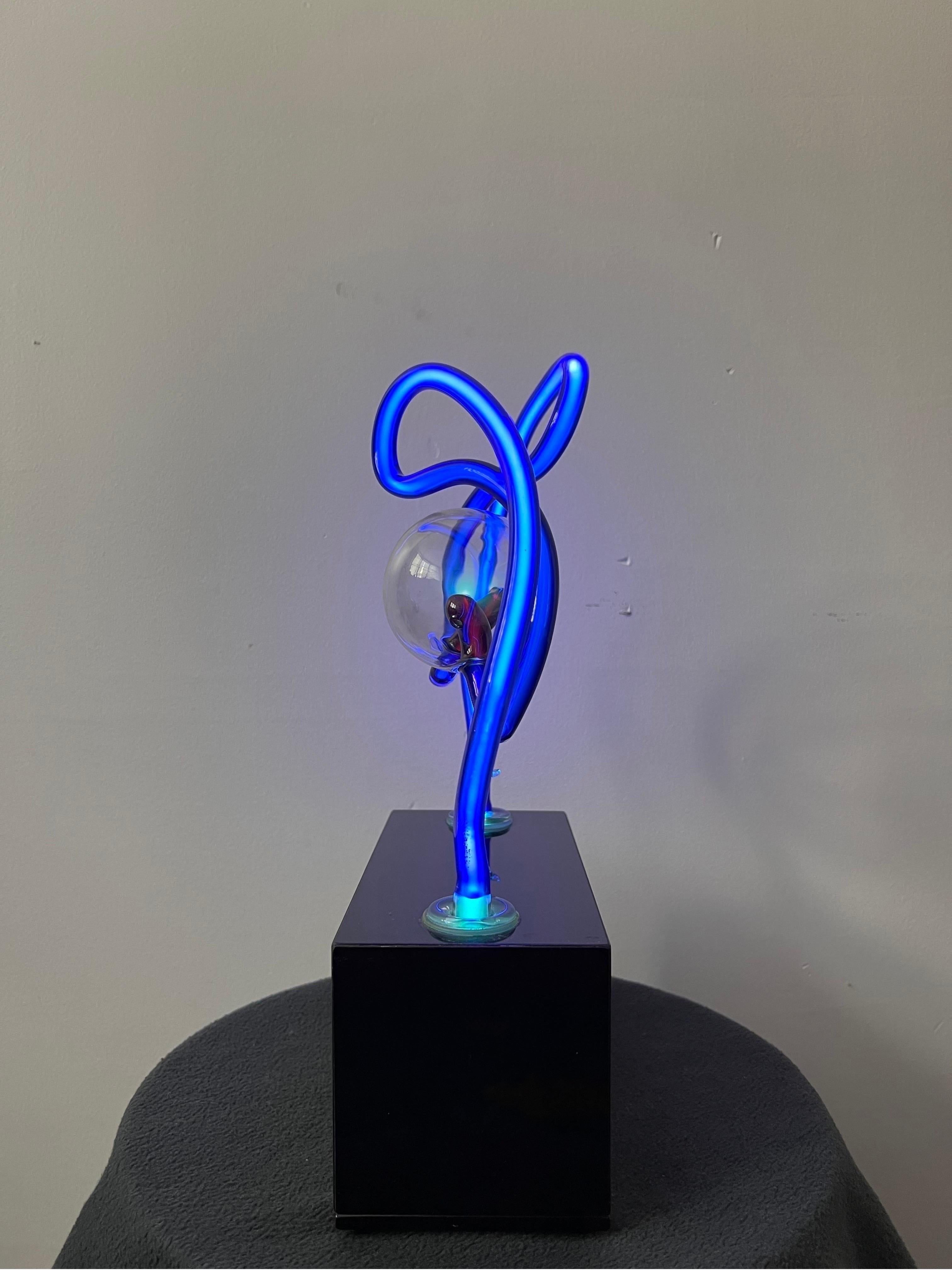 20th Century David Grant Maul Blown Glass Neon Lamp Sculpture, 1983 For Sale