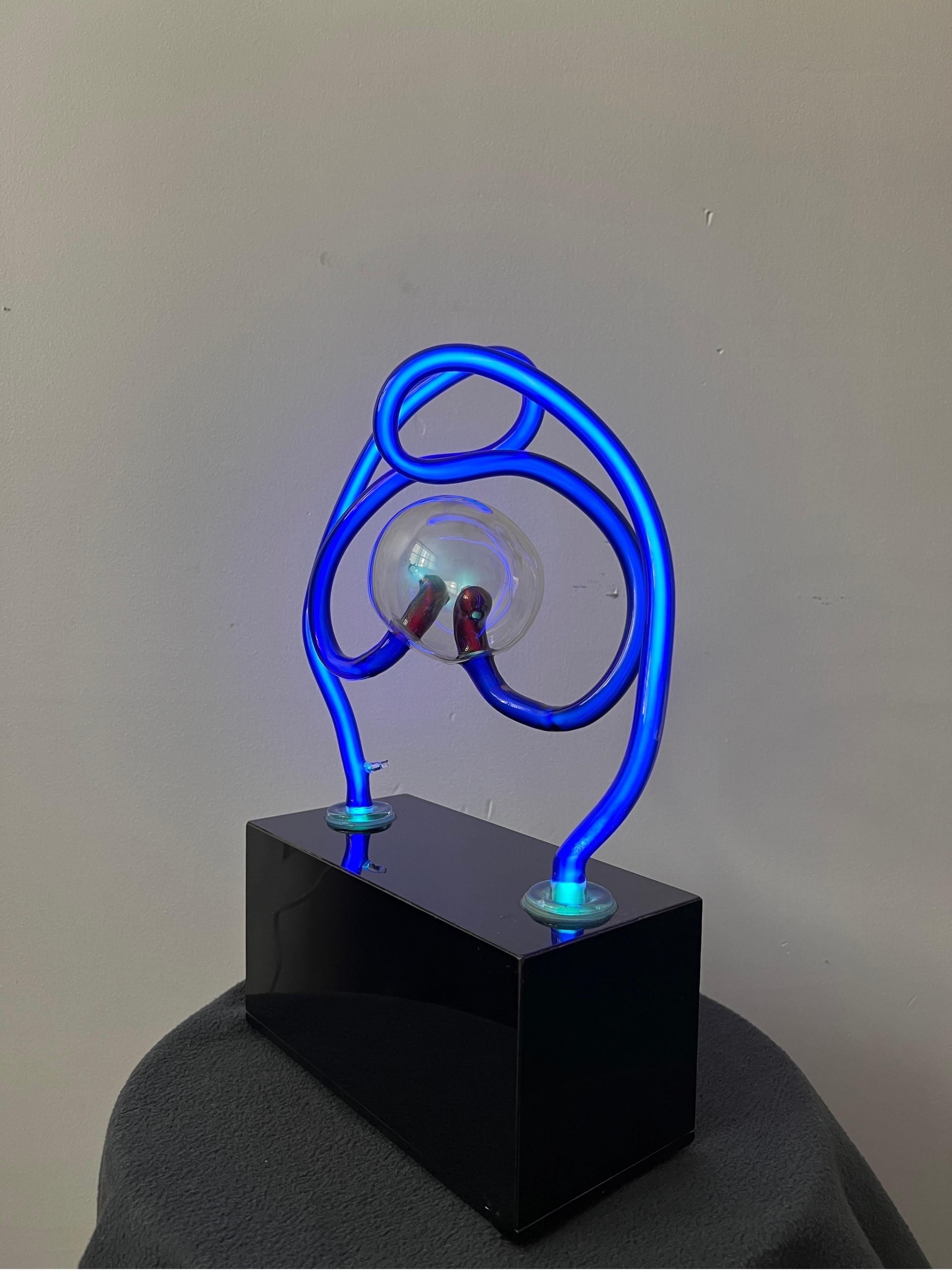 David Grant Maul Blown Glass Neon Lamp Sculpture, 1983 For Sale 1