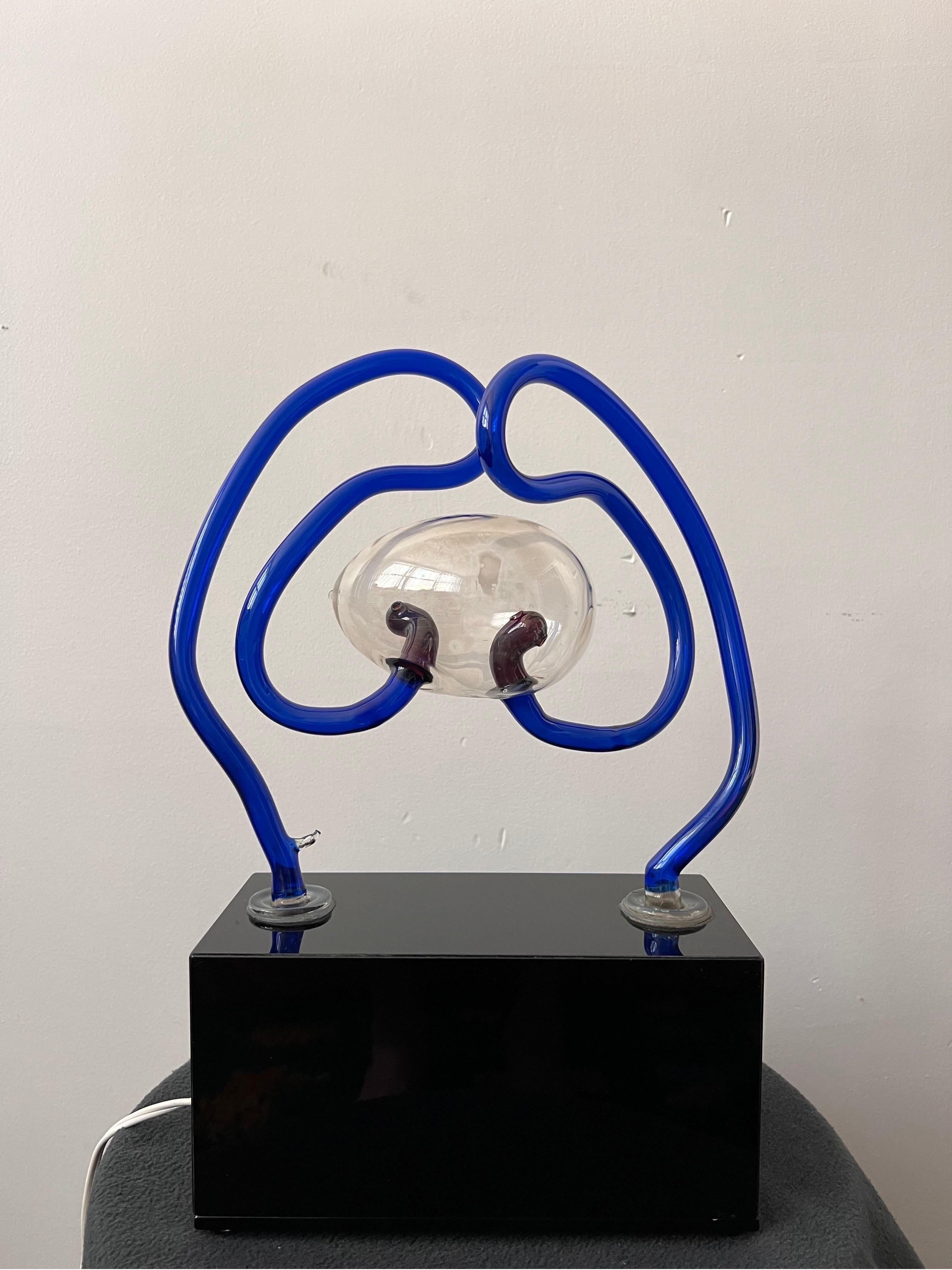 David Grant Maul Blown Glass Neon Lamp Sculpture, 1983 For Sale 2