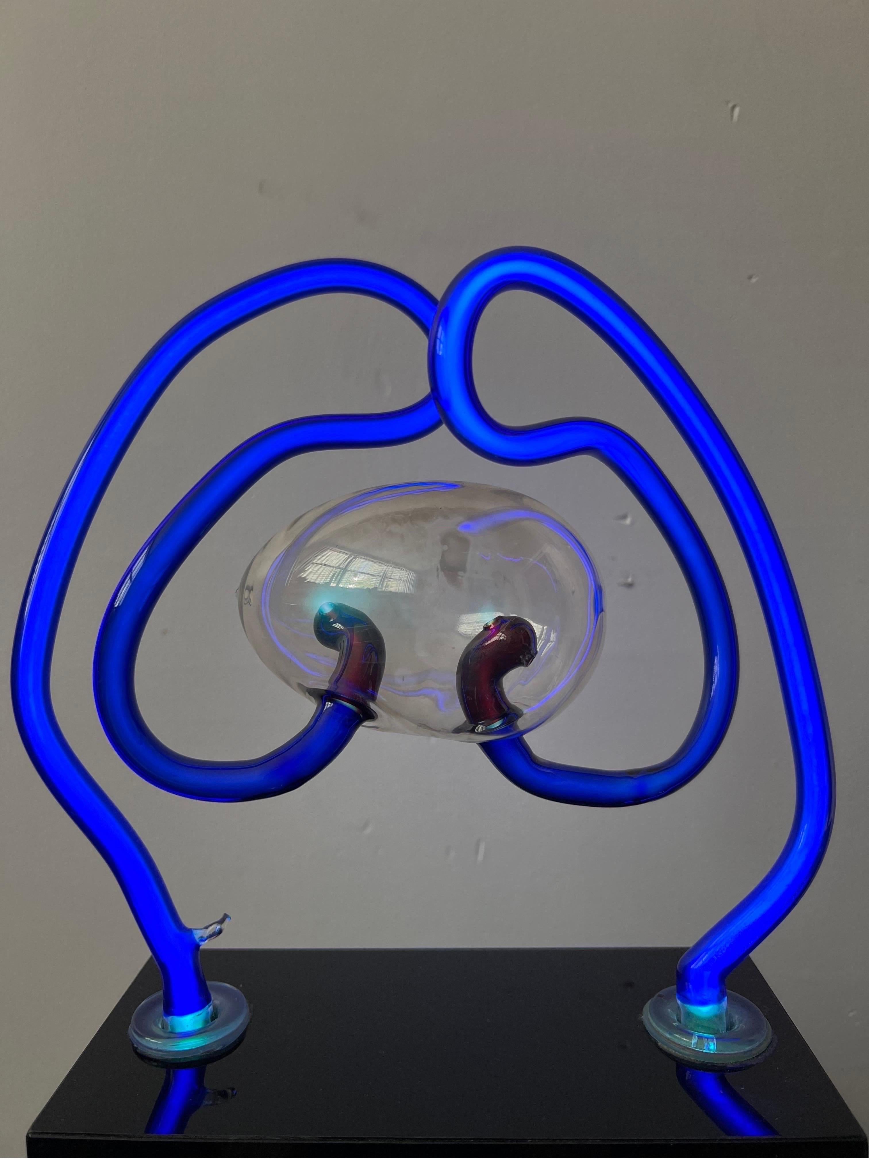 David Grant Maul Blown Glass Neon Lamp Sculpture, 1983 For Sale 3