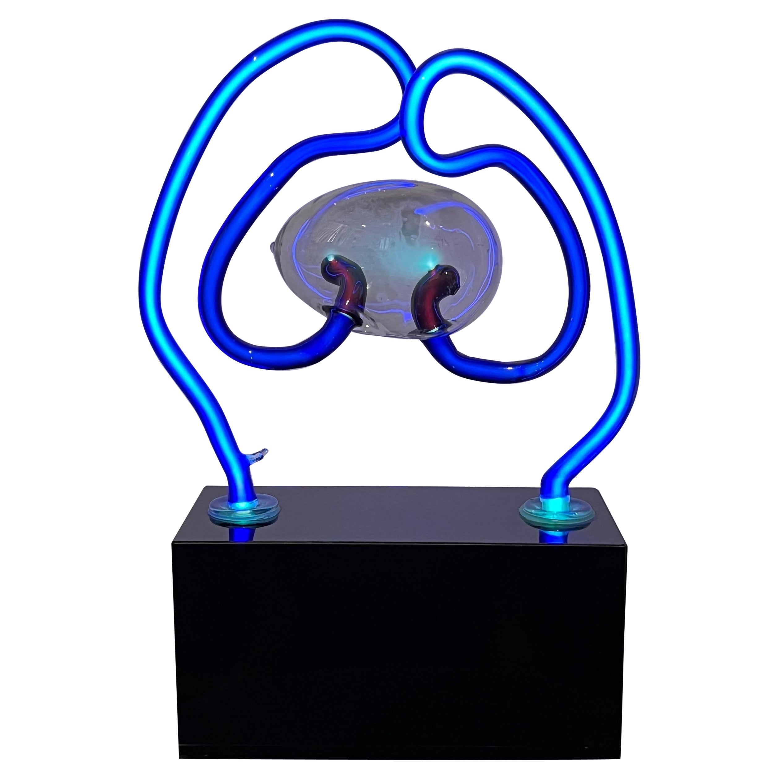 David Grant Maul Blown Glass Neon Lamp Sculpture, 1983 For Sale
