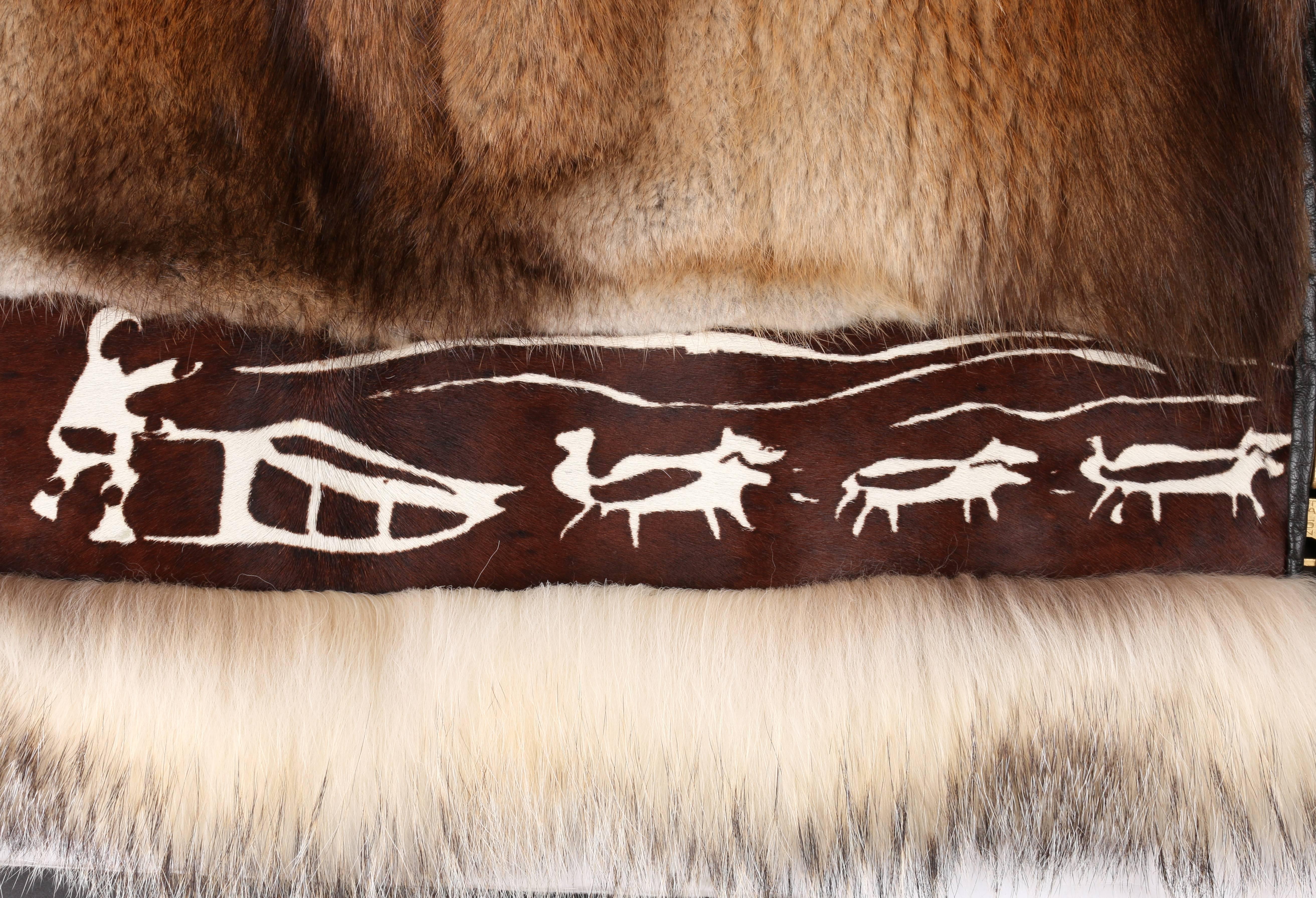DAVID GREEN Genuine Fur Hooded Zip Front Alaskan Parka Coat In Good Condition In Thiensville, WI