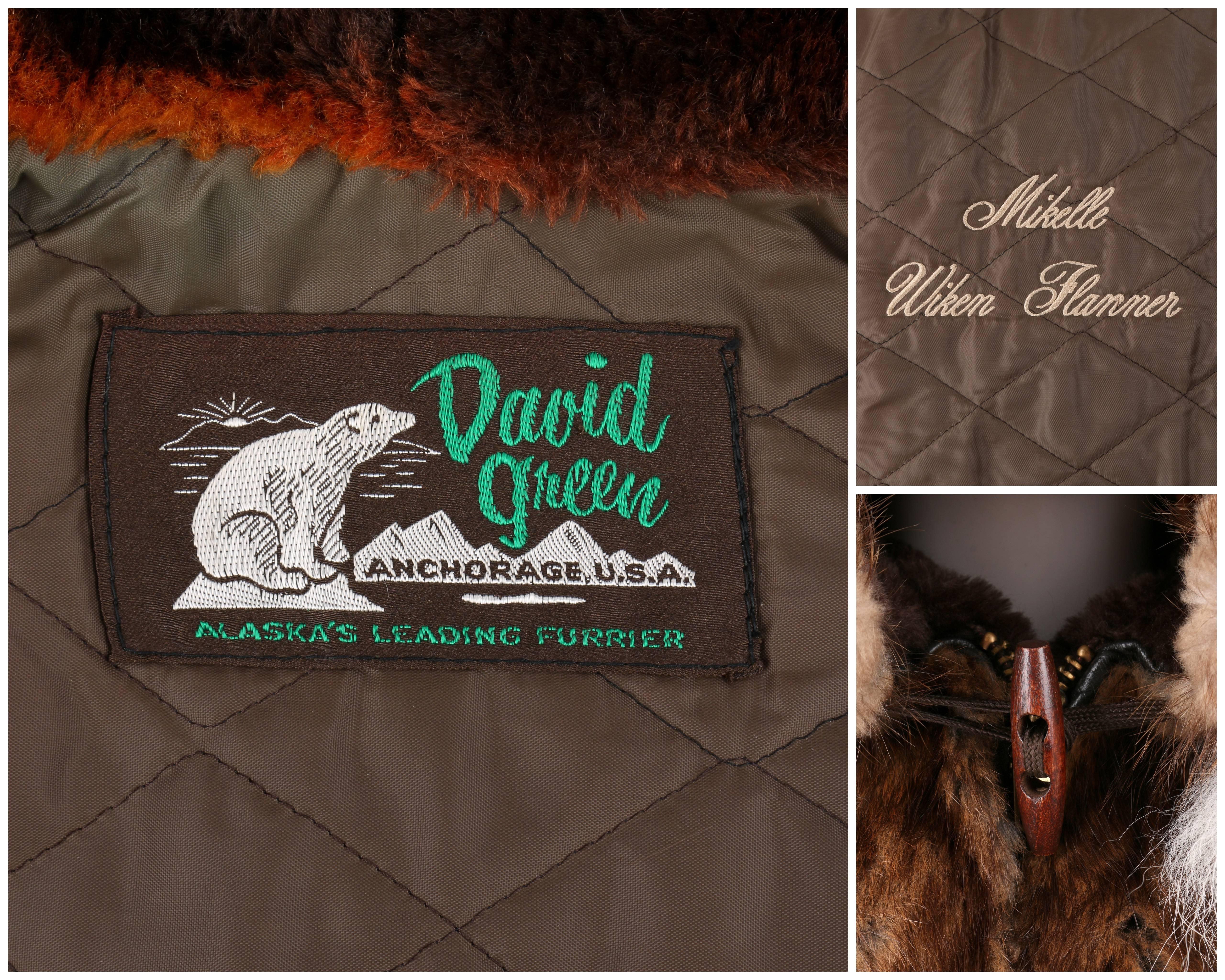 Women's DAVID GREEN Genuine Fur Hooded Zip Front Alaskan Parka Coat