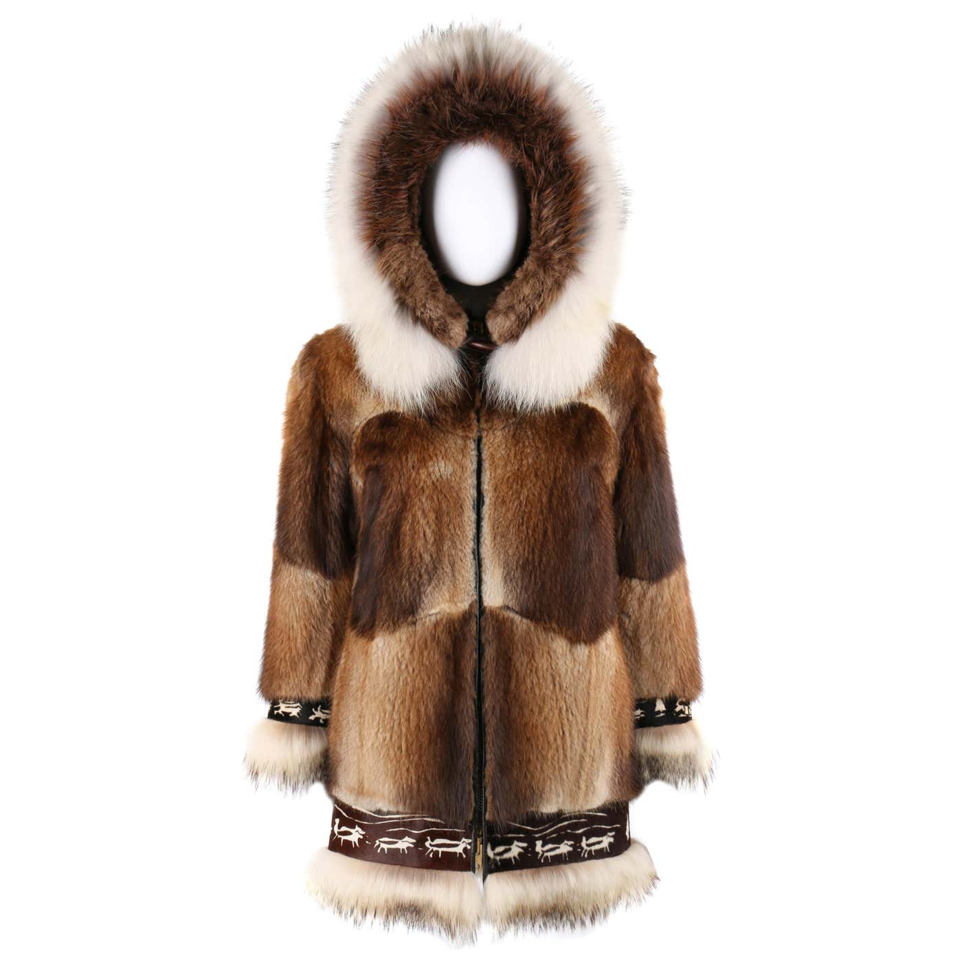 DAVID GREEN Genuine Fur Hooded Zip Front Alaskan Parka Coat at 1stDibs ...