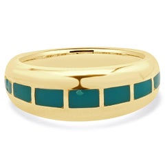 David Griego 14 Karat Yellow Gold Navajo Turquoise Ring