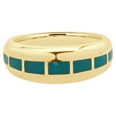David Goldes bague turquoise Navajo en or jaune 14 carats