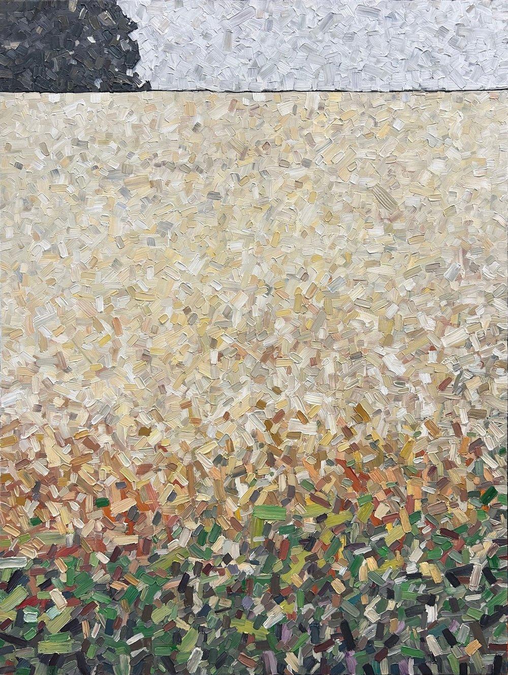 David Grieve Landscape Painting – Regnerisches Weizenfeld