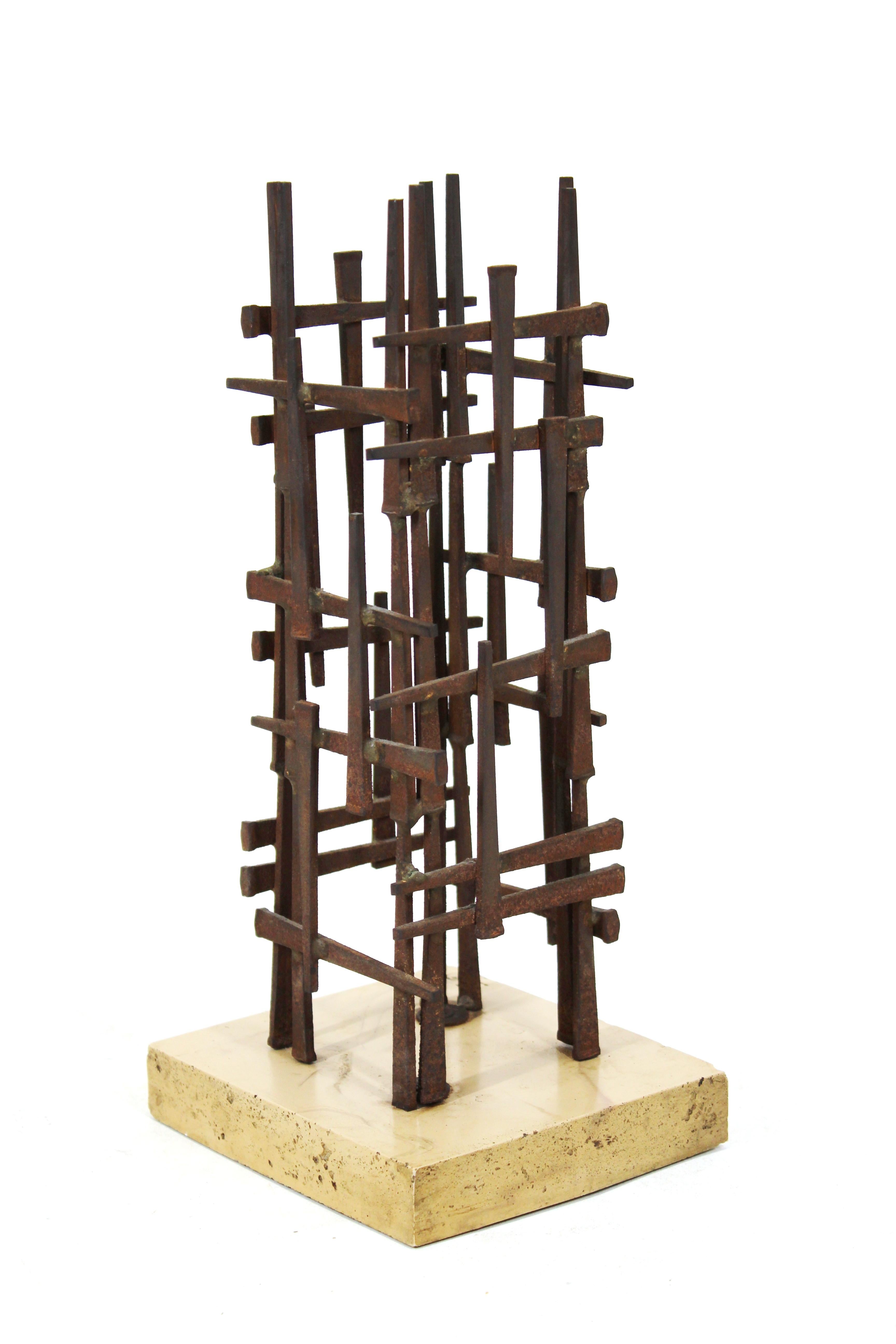 David Grossman Brutalist Modern Nail Sculpture In Good Condition In New York, NY