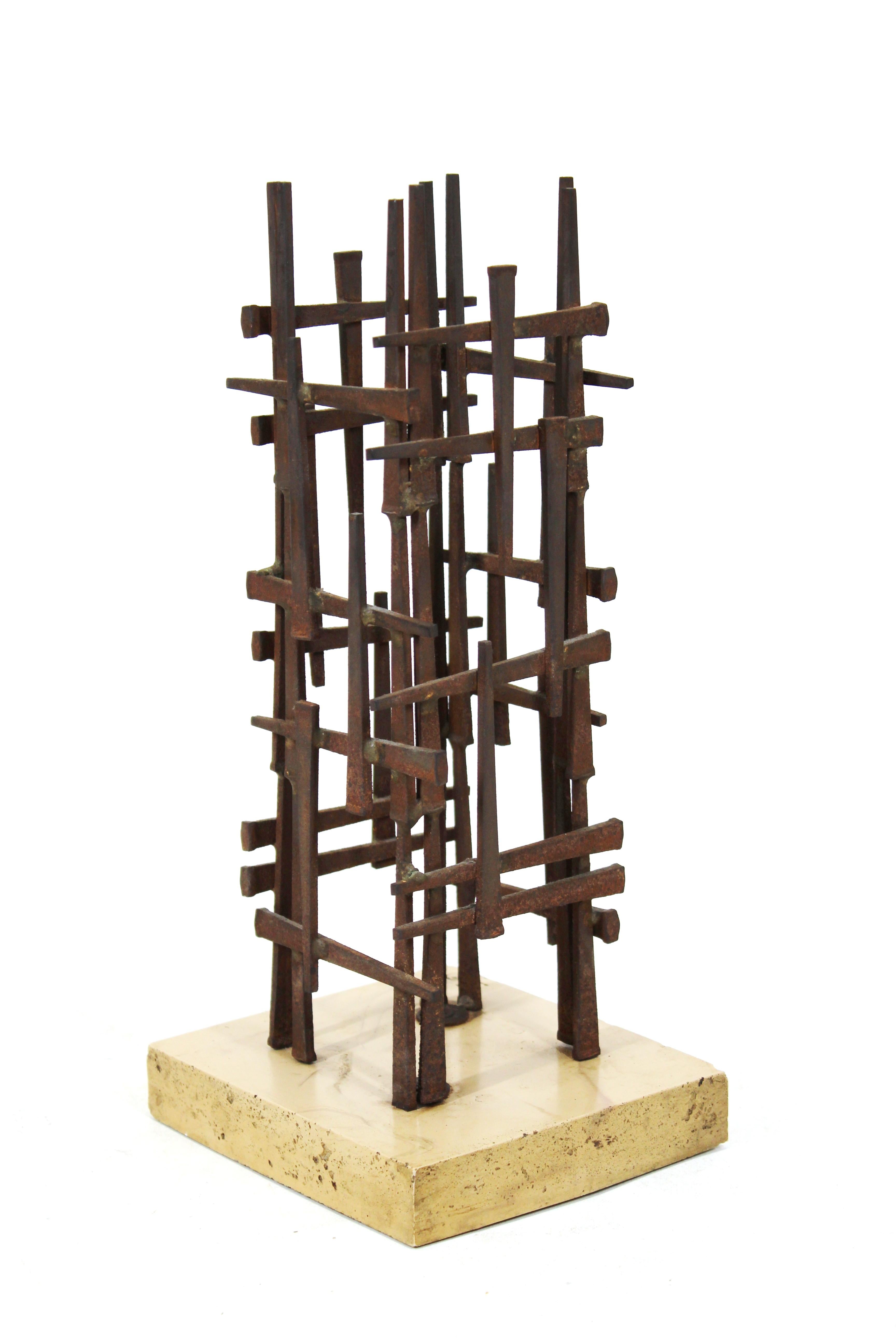David Grossman Brutalist Modern Nail Sculpture In Good Condition In Astoria, NY
