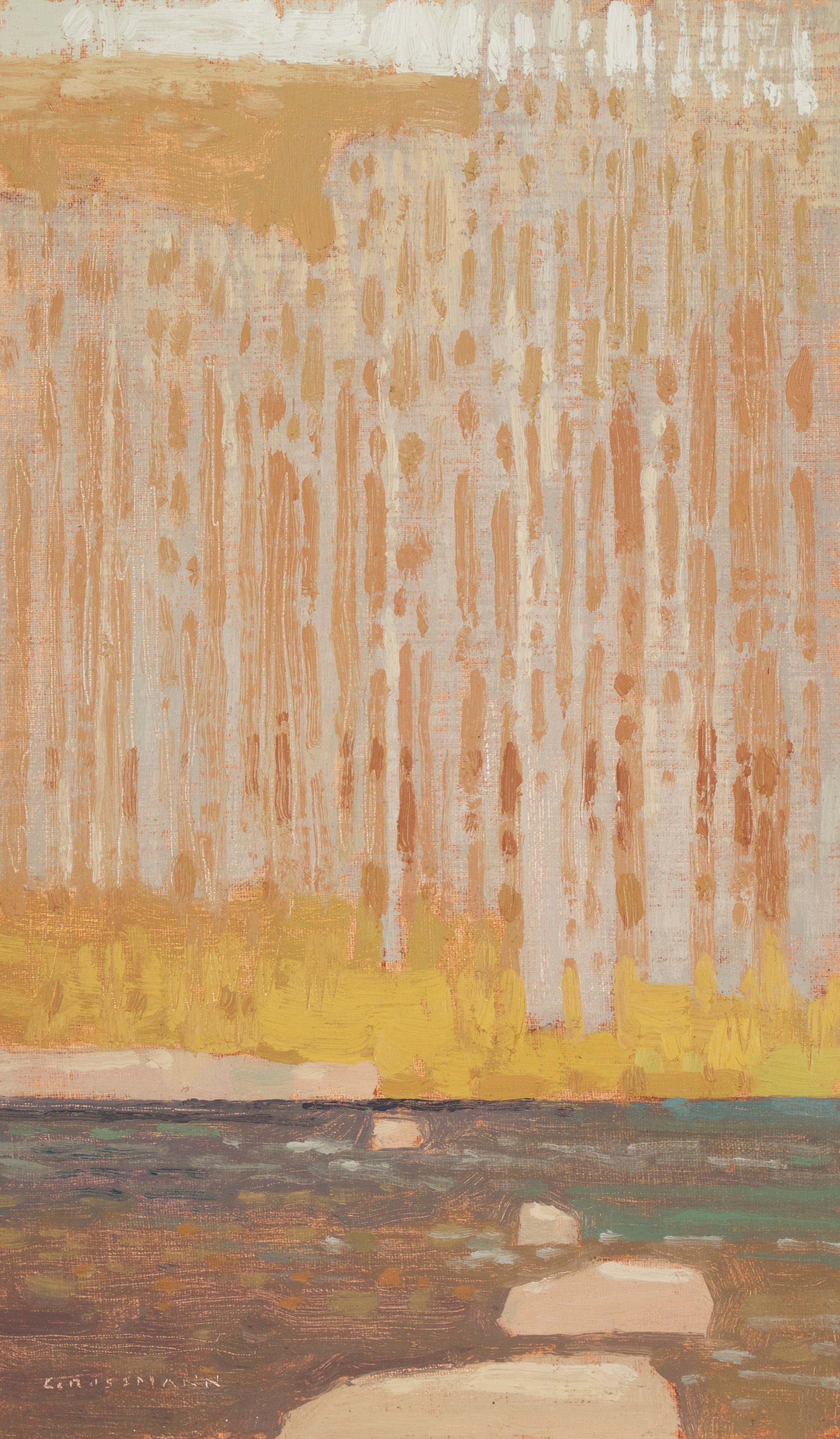 David Grossmann Landscape Painting - "Across the Late Winter Creek" , Oil Painting
