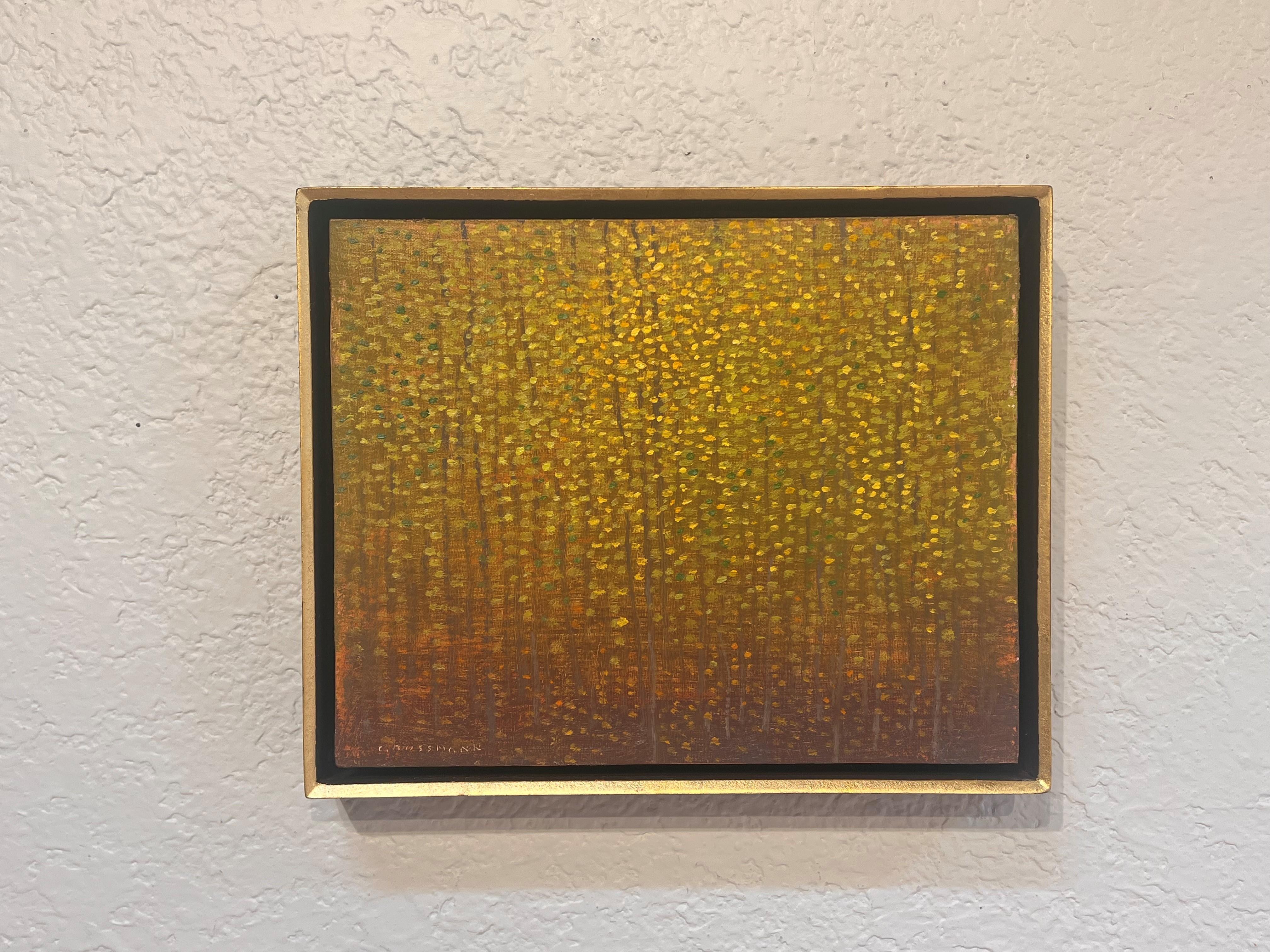 Luz de principios de otoño, pintura al óleo de paisaje abstracto - Landscape Painting Marrón de David Grossmann