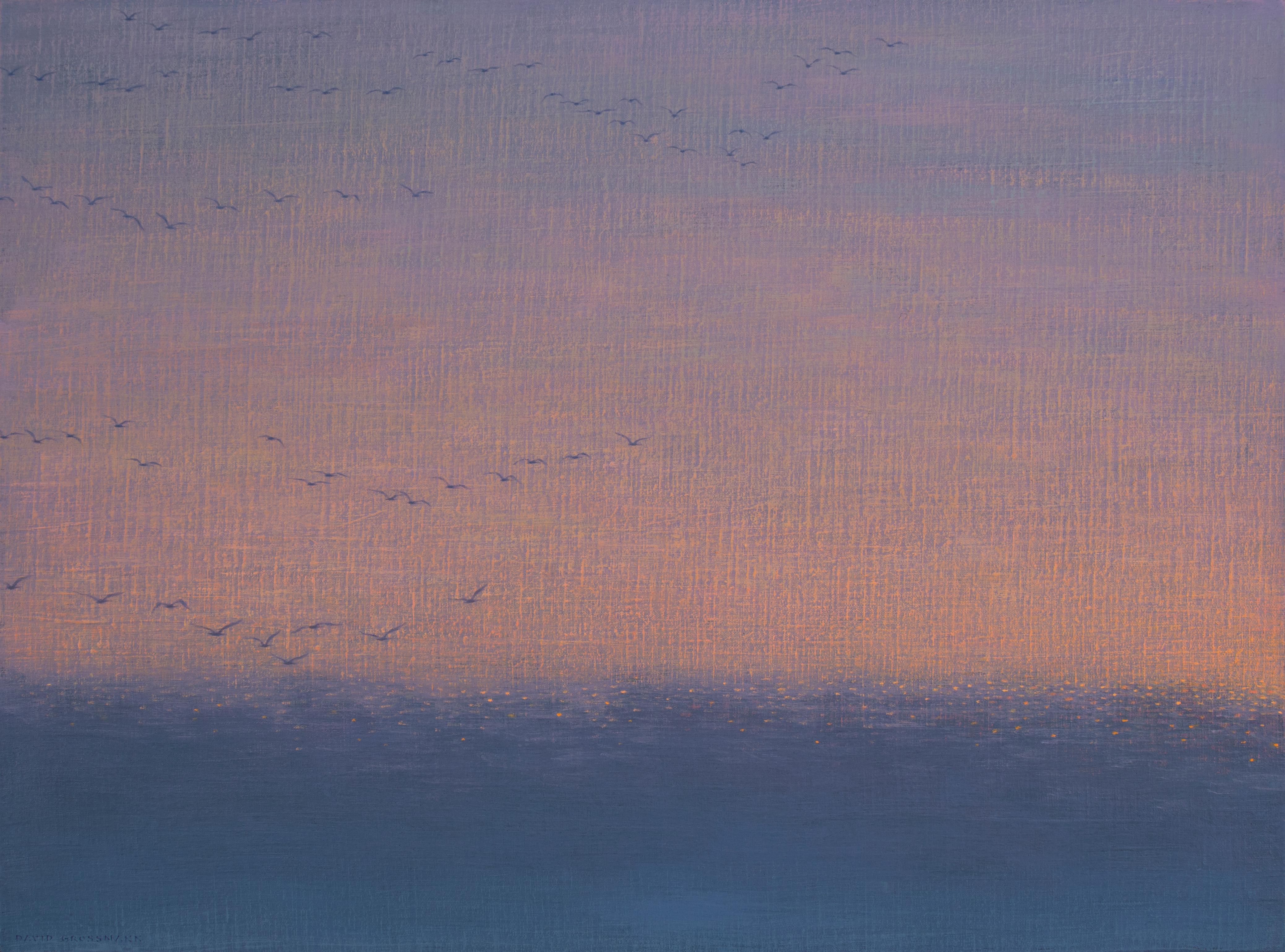 "Hacia el cielo que se desvanece", de David Grossmann, Pintura al óleo original, Puesta de sol