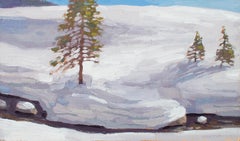 "Snow Shapes and Pine Trees Beside Mesa Creek", Oil Painting