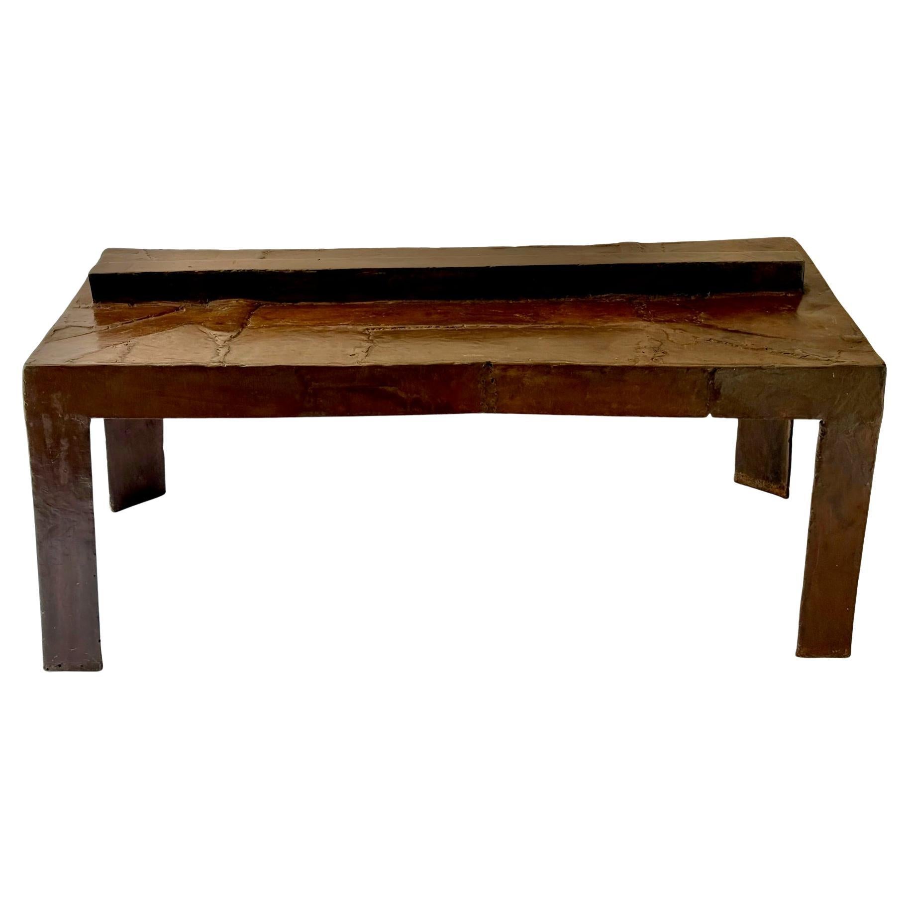 David Hacker.  Pieced and Welded Steel Table.  Lustrous Waxed Finish.
