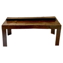 David Hacker.  Pieced and Welded Steel Table.  Lustrous Waxed Finish.