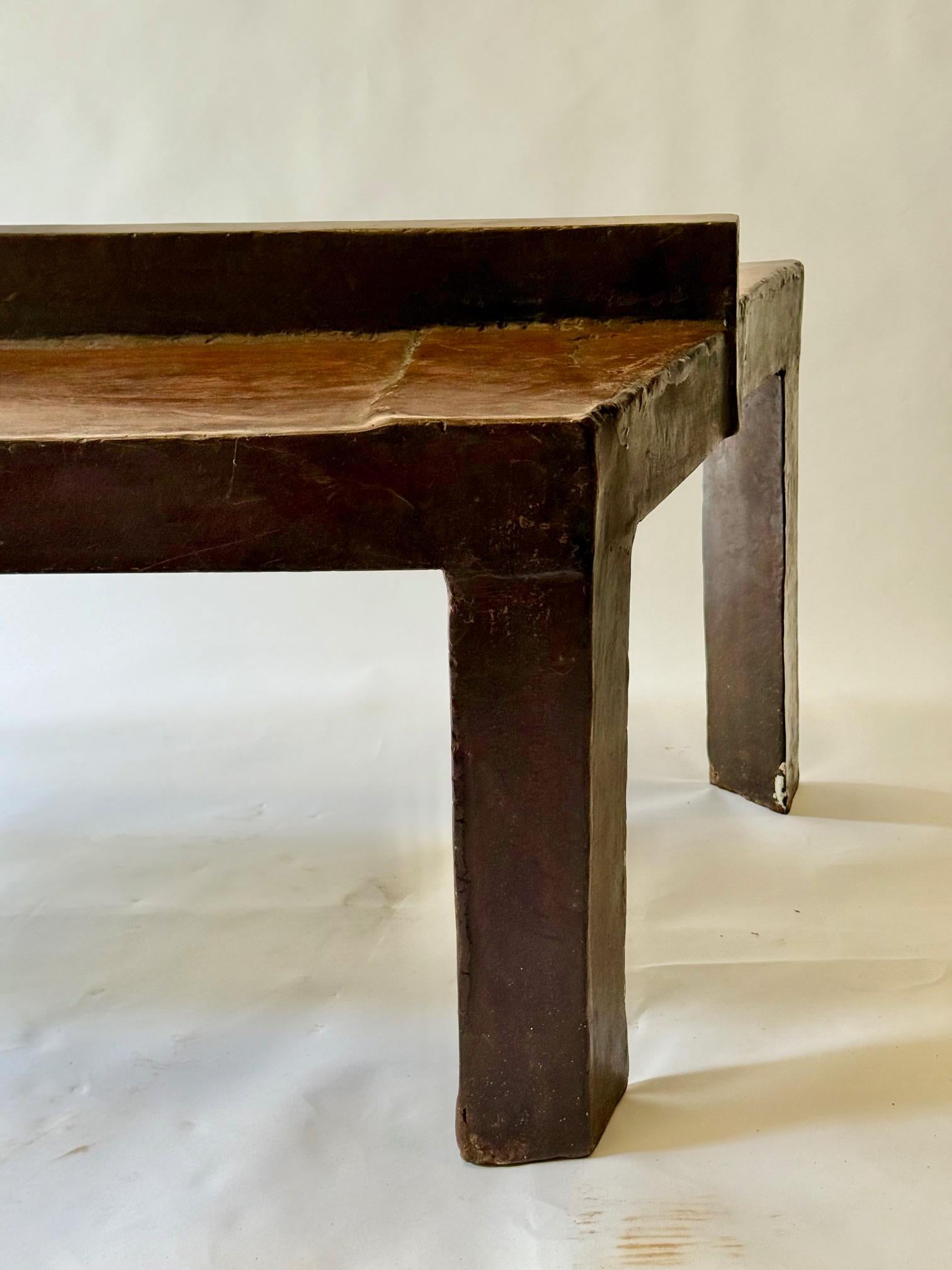 Mesa de acero David Hacker.  Ensamblado y soldado.  Acabado encerado brillante. Estadounidense en venta