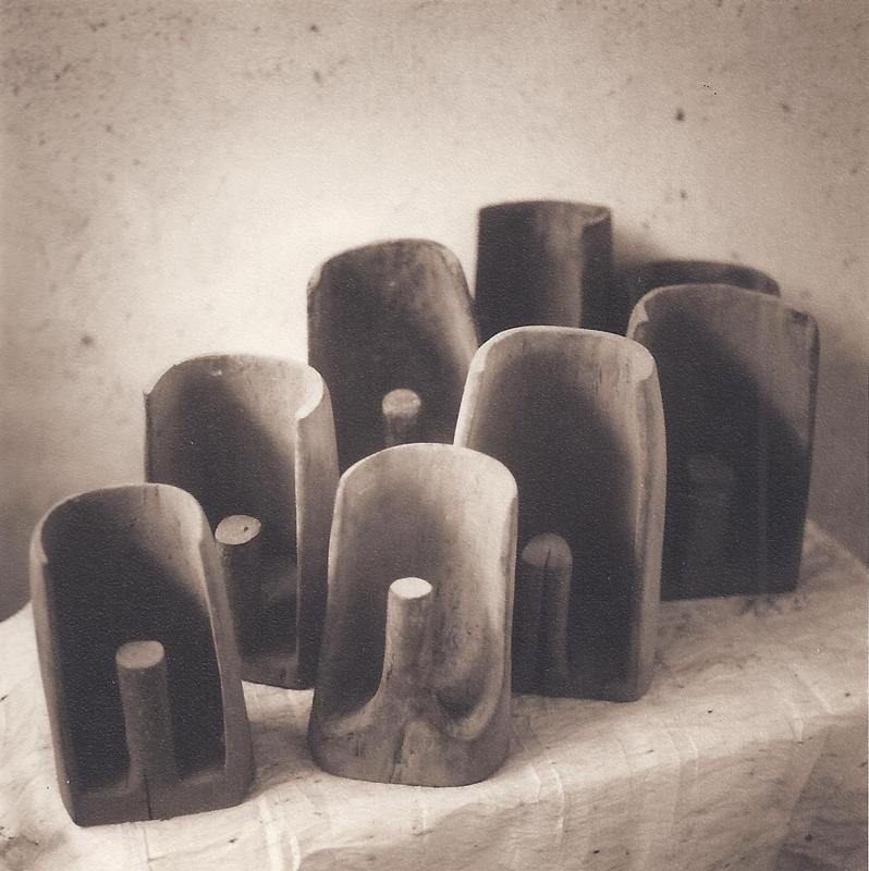David Halliday Black and White Photograph - Bailers (Sepia Toned Still Life of Hand Carved Bailers from Ancient Tonga)