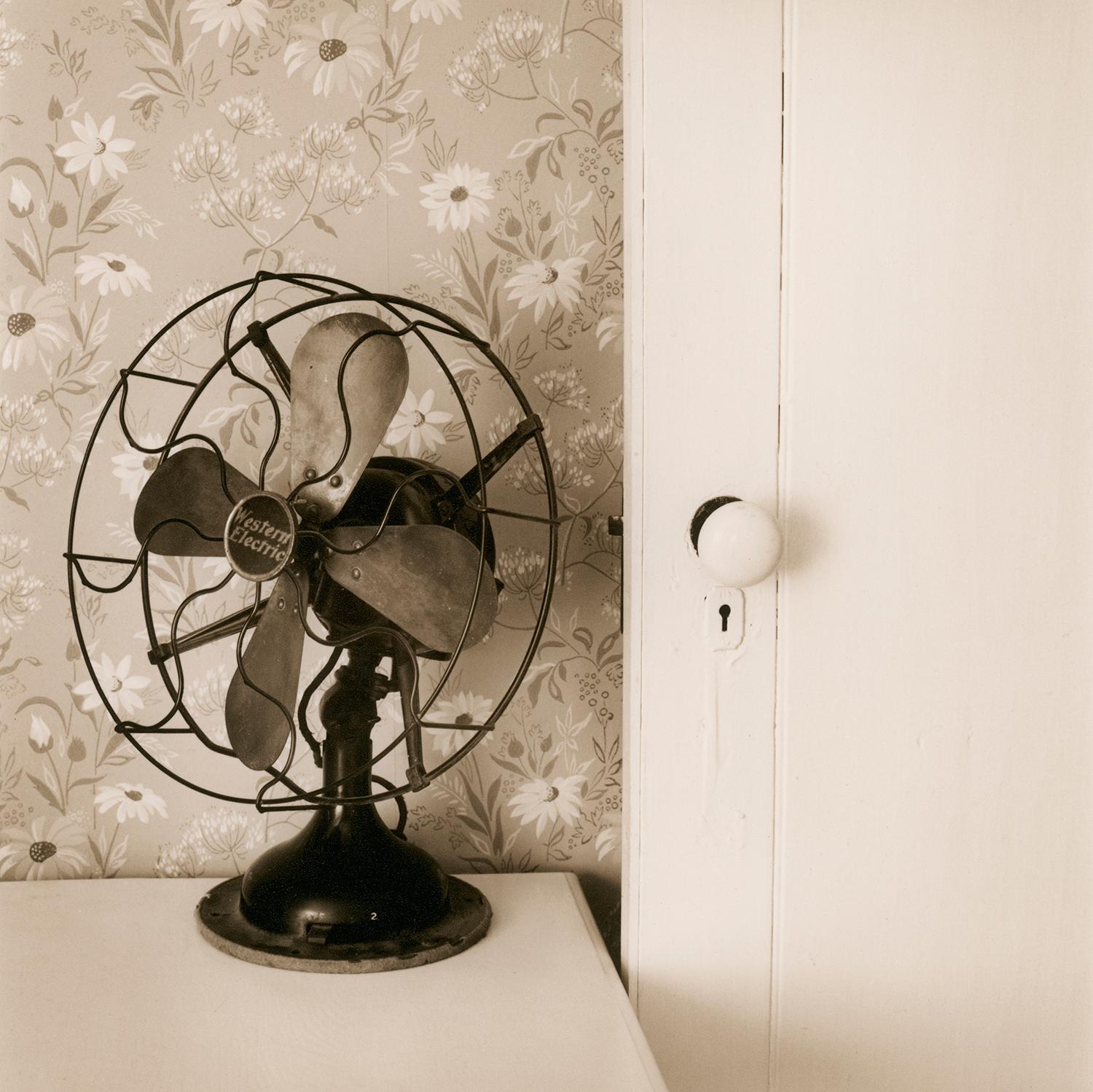 David Halliday Black and White Photograph - Fan (Sepia Toned Still Life Photograph of Vintage Western Electric Fan, Framed)