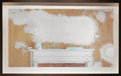 Plaster Clouds (Still Life Photograph of Light Orange Wall with White Plaster)