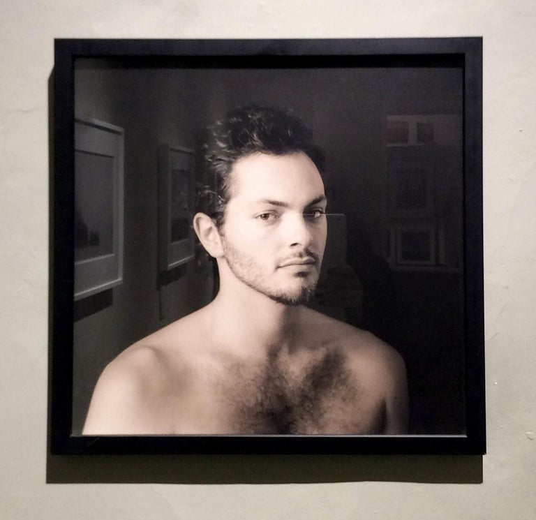 Portrait of a Man (Framed Sepia Toned Figurative Photograph by David Halliday) For Sale 1