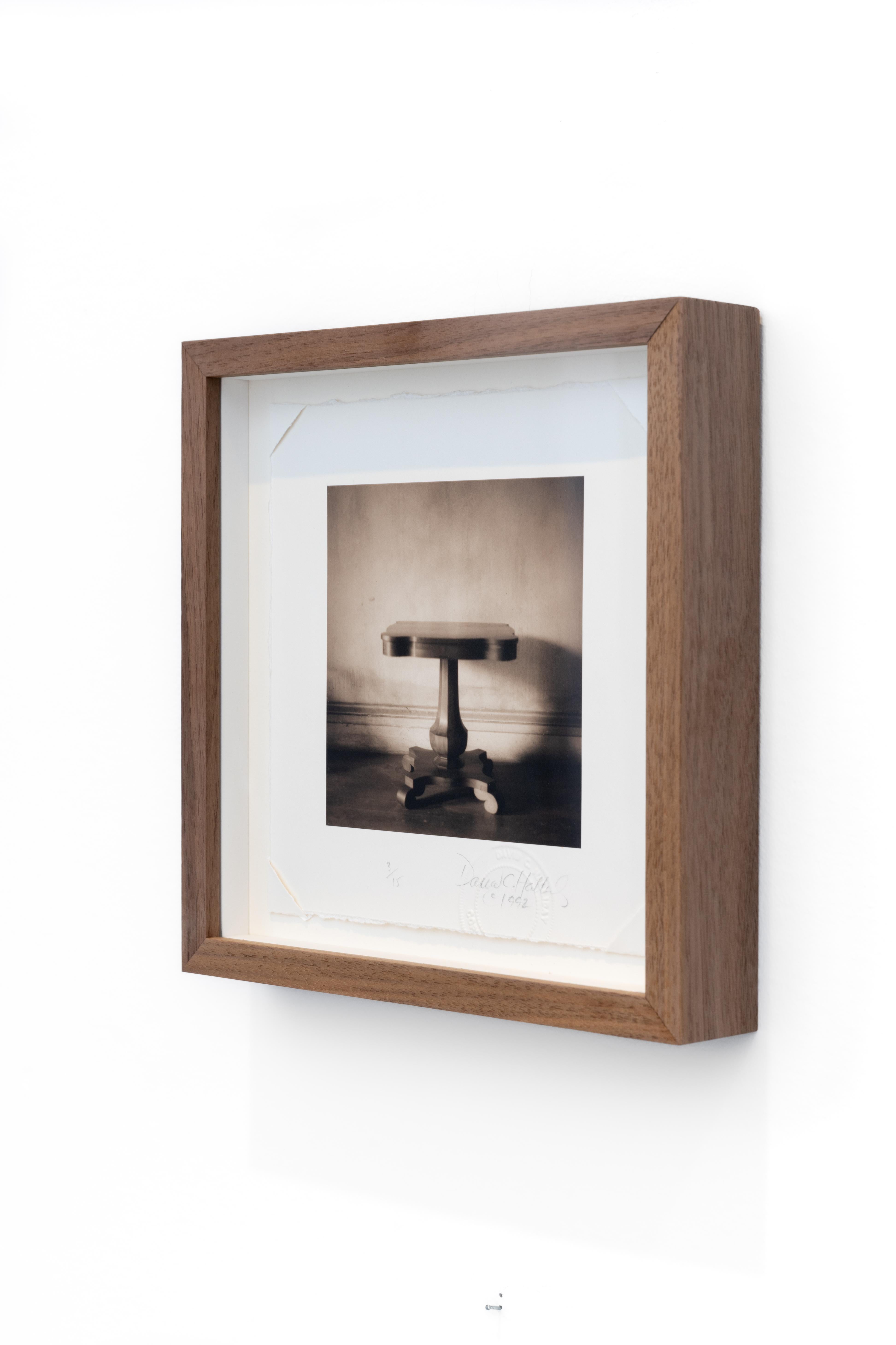 Square Table (Contemporary Sepia Toned Still Life Photograph of Antique Table) - Brown Still-Life Photograph by David Halliday