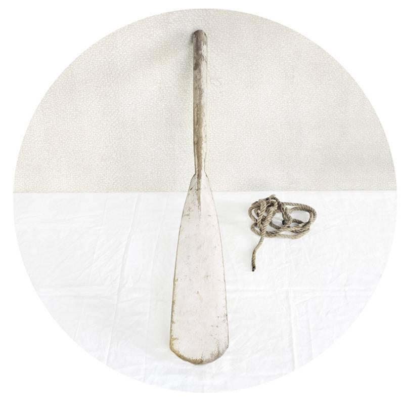David Halliday Still-Life Photograph - White Oar (Contemporary Nautical Still Life Photo with Neutral Palette)