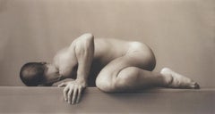 Winged: Sepia Toned Photograph of Male Nude Portrait by David Halliday, Framed