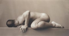 Used Winged: Sepia Toned Photograph of Male Nude Portrait by David Halliday, Framed