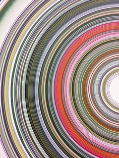 "Alpine" Contemporary Green and Orange Concentric Circle Painting