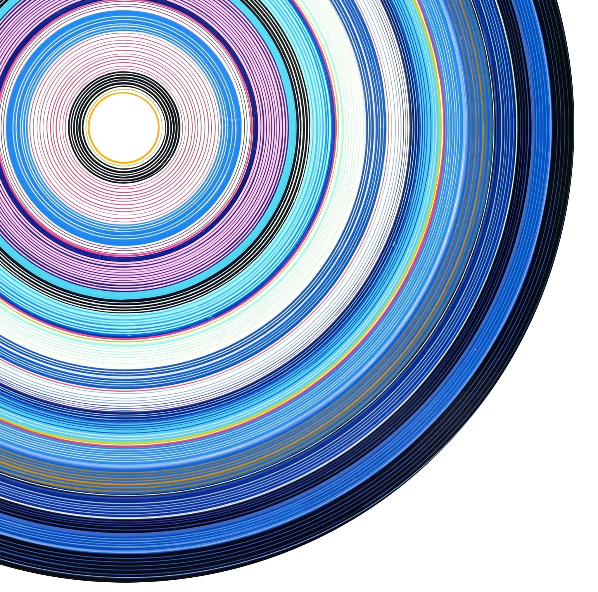 “American Coffee” Contemporary Abstract Navy and Pink Concentric Circle Painting For Sale 1